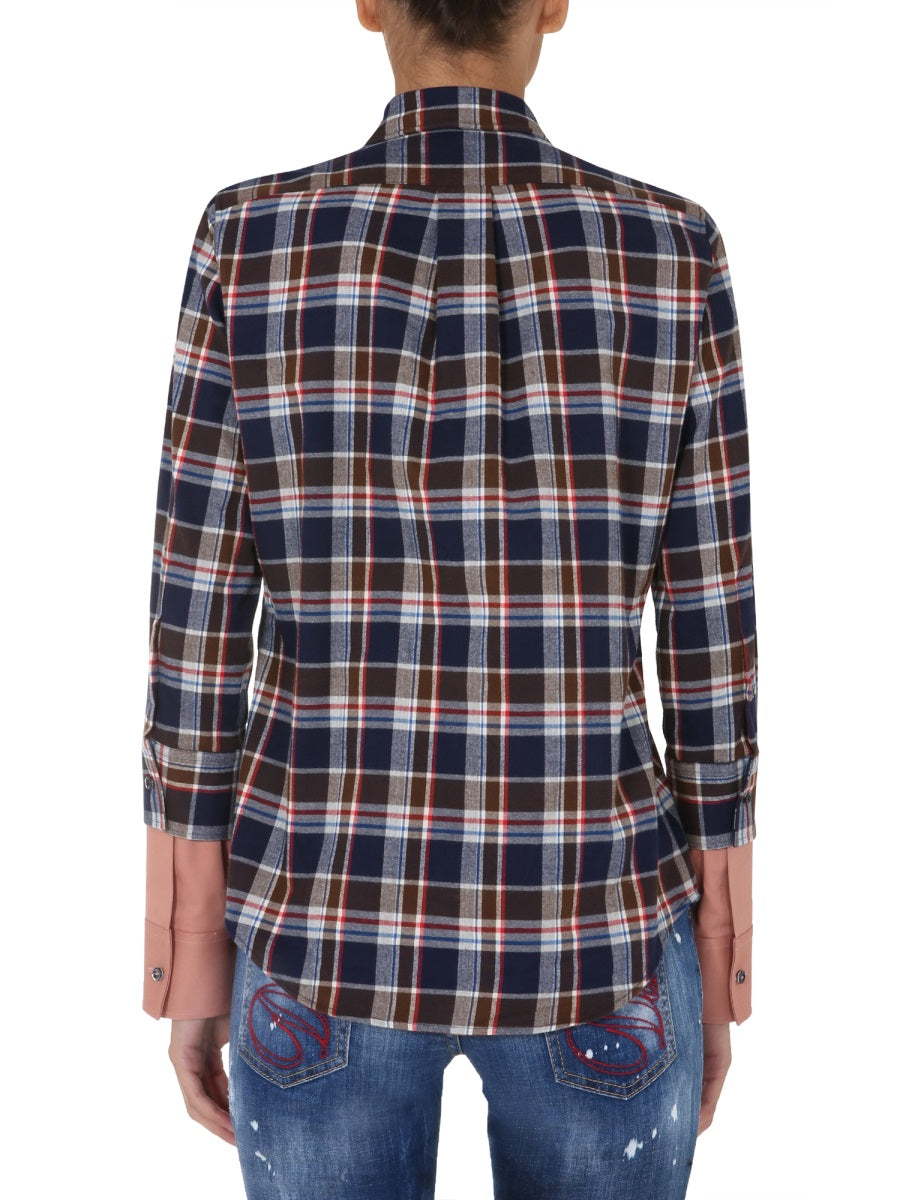 DSQUARED2 Front Button Contrast Flannel Shirt