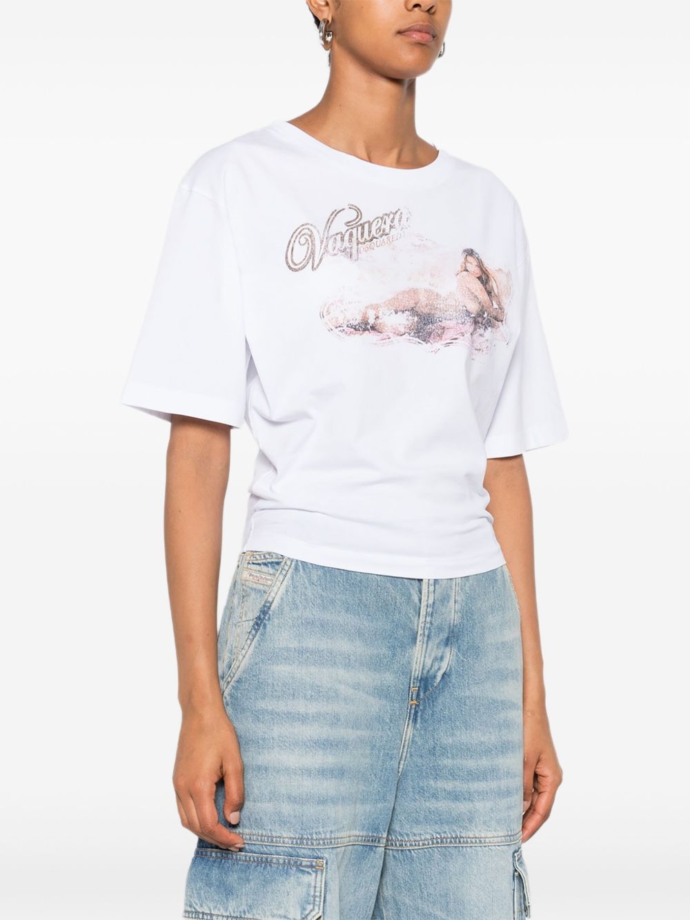 DSQUARED2 Logo Cotton T-Shirt - Women's Short Sleeve Crew Neck