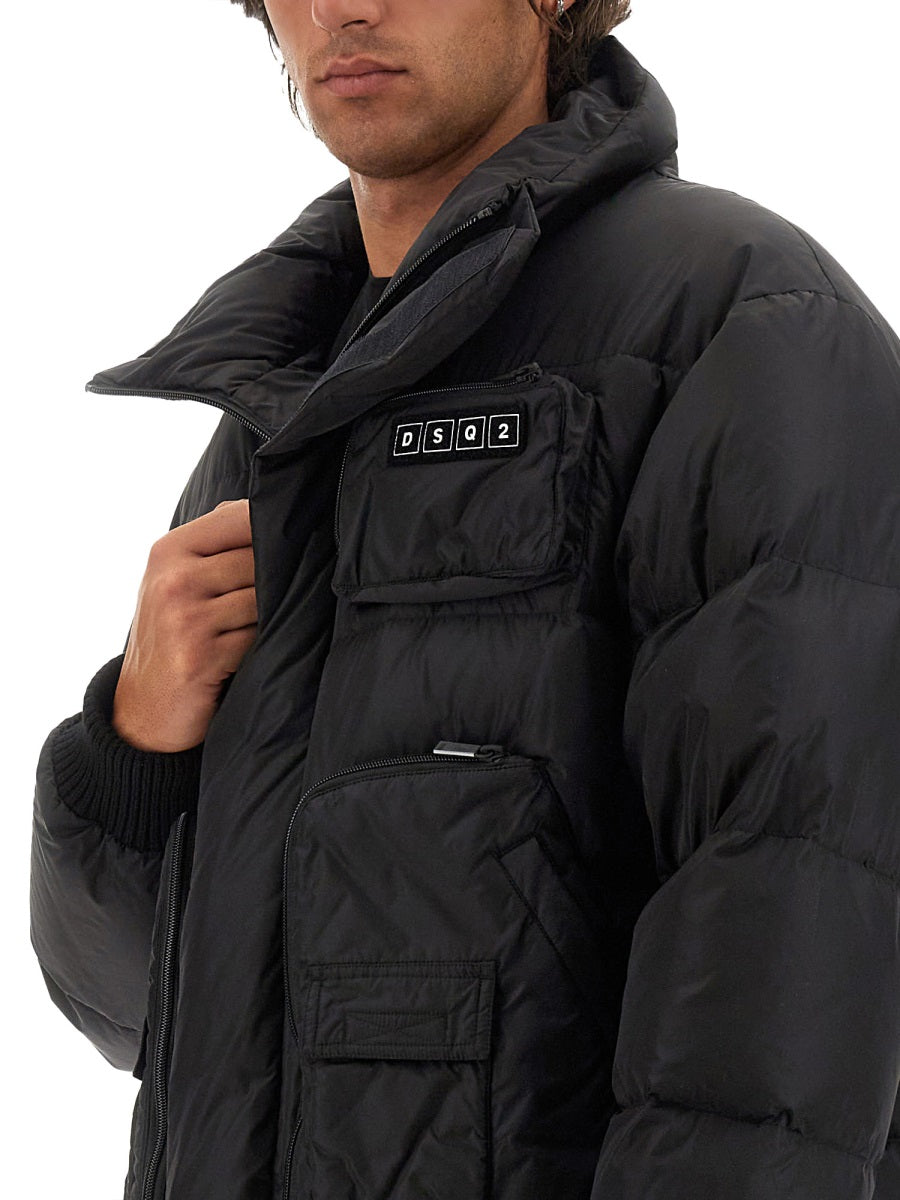 DSQUARED2 Men's Down Jacket with Logo - Size 48