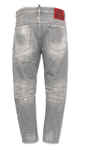 DSQUARED2 Men's Straight Leg Mini Logo Tag Denim Pants