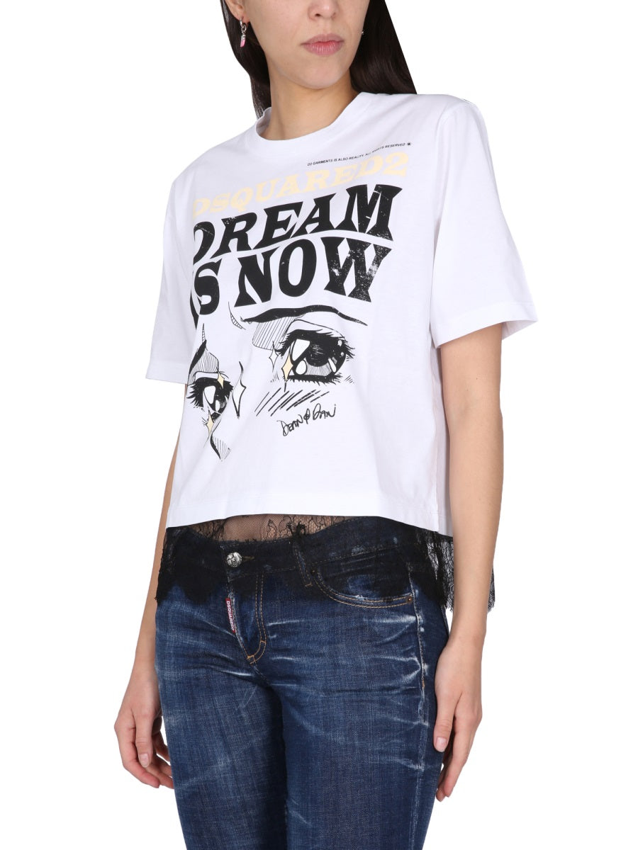 DSQUARED2 Cropped Logo Print T-Shirt for Women