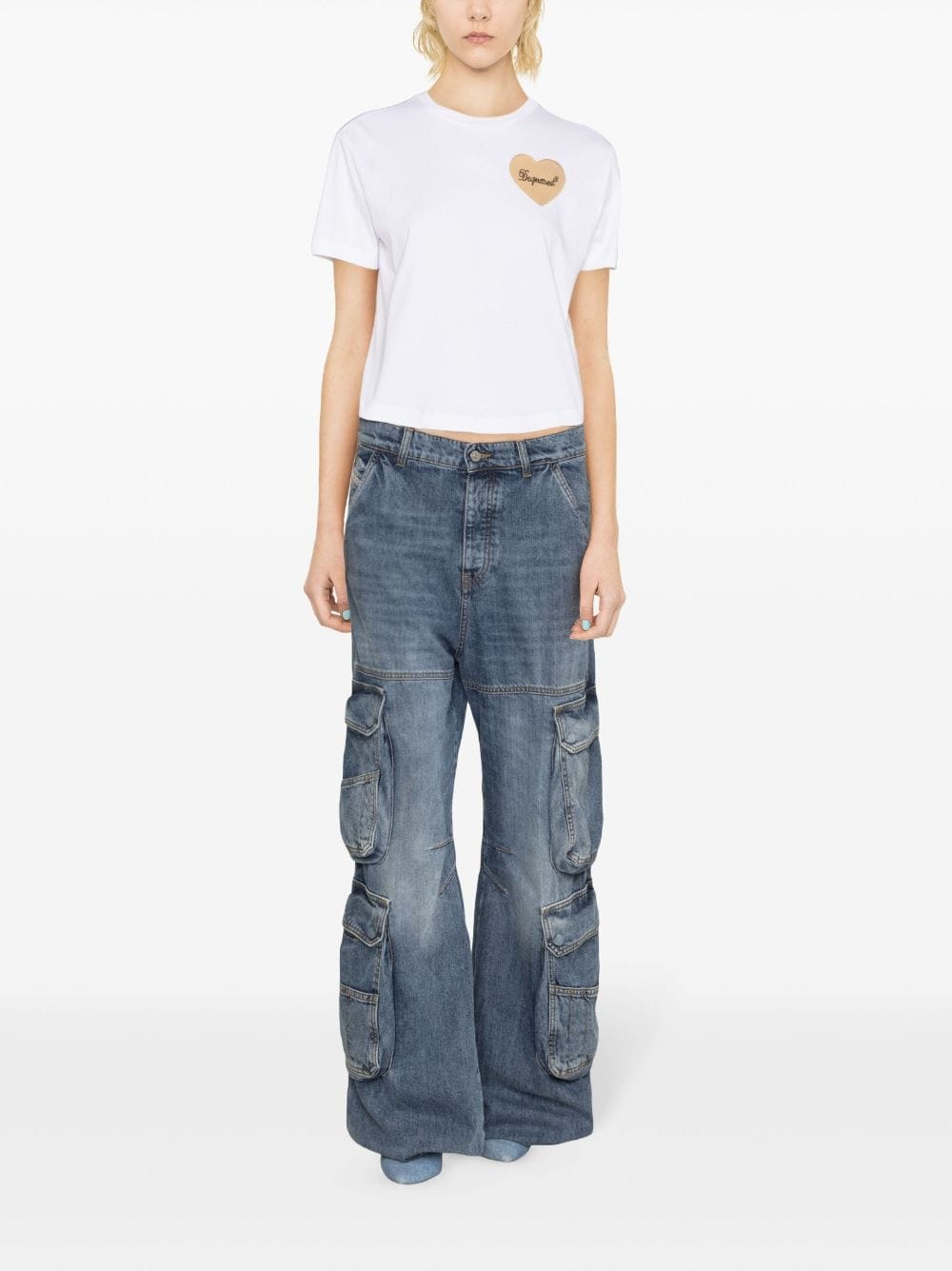 DSQUARED2 Boxy-Fit Cotton T-Shirt with Heart Motif