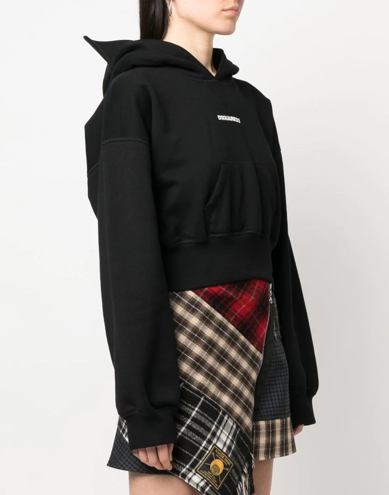 DSQUARED2 Mini Attached Cap Cropped Hoodie
