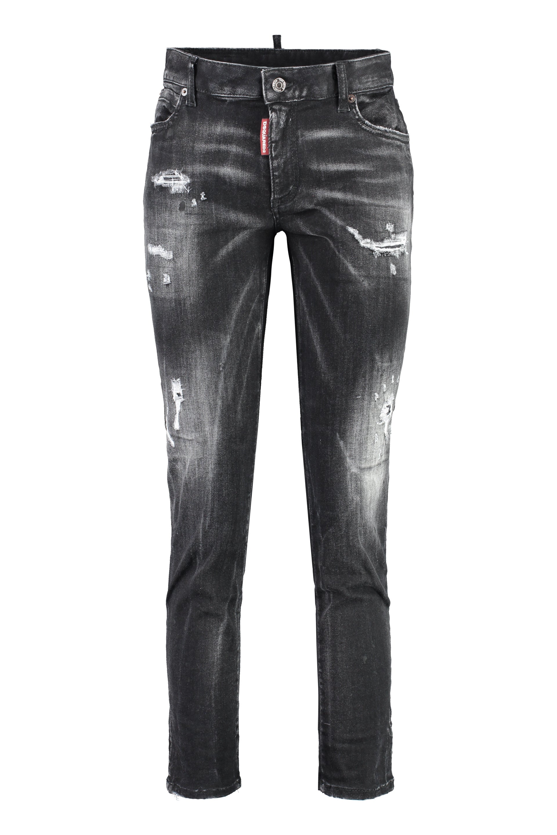 DSQUARED2 Distressed Cropped Stretch Cotton Jeans