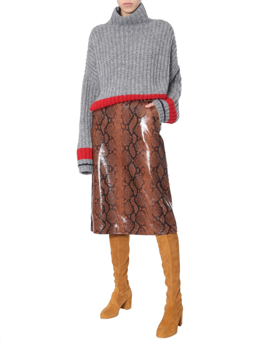 DSQUARED2 High Waist Python Print Mini Skirt