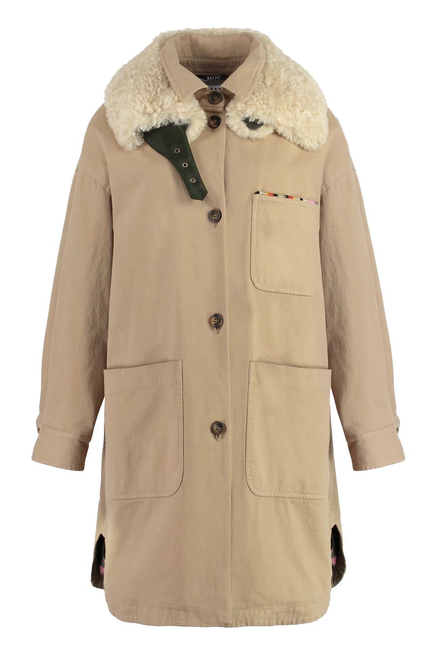 BAZAR DELUXE Deluxe Canvas Parka Jacket with Removable Fur Collar