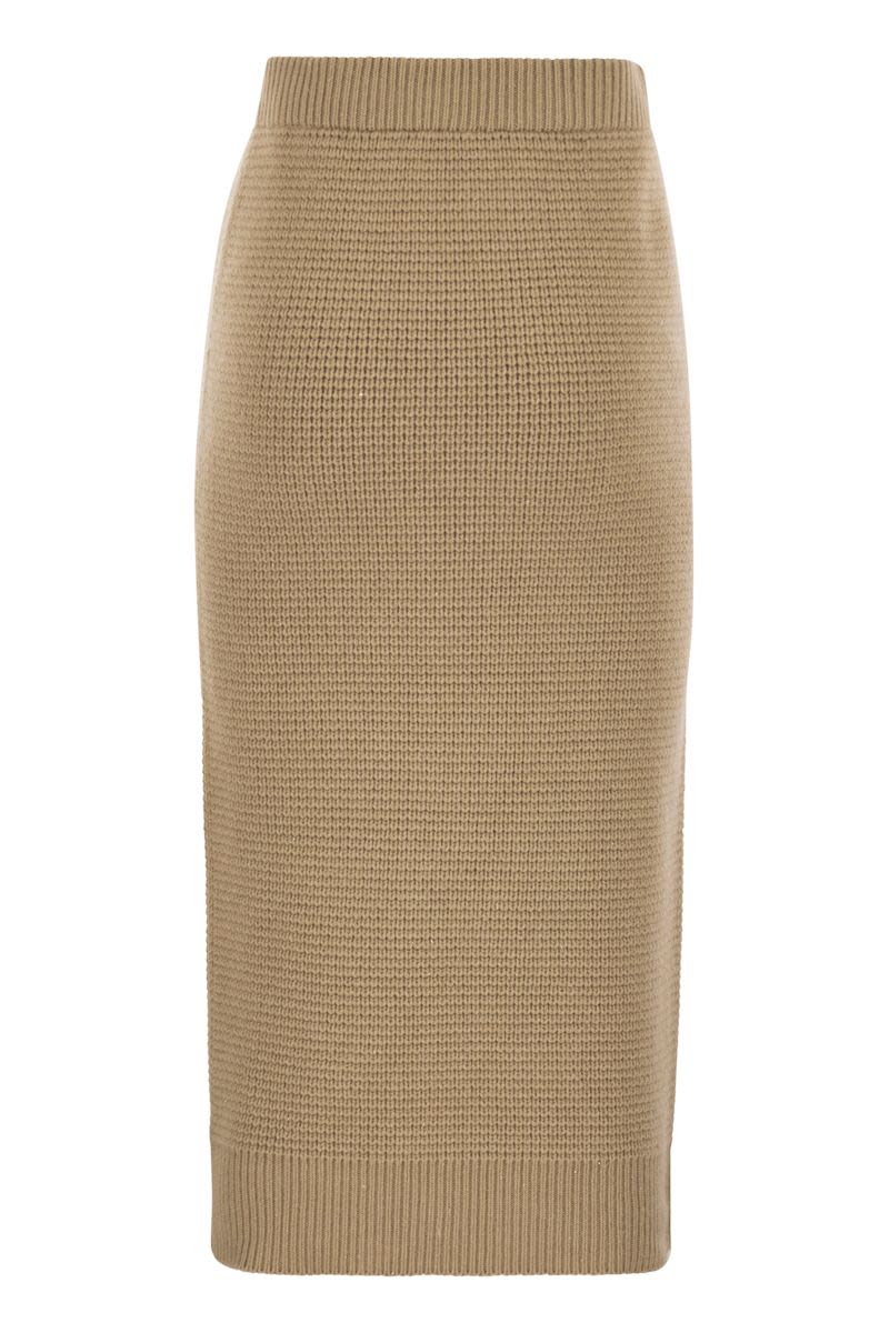 PESERICO Elegant Long Skirt in Virgin Wool, Silk, and Cashmere