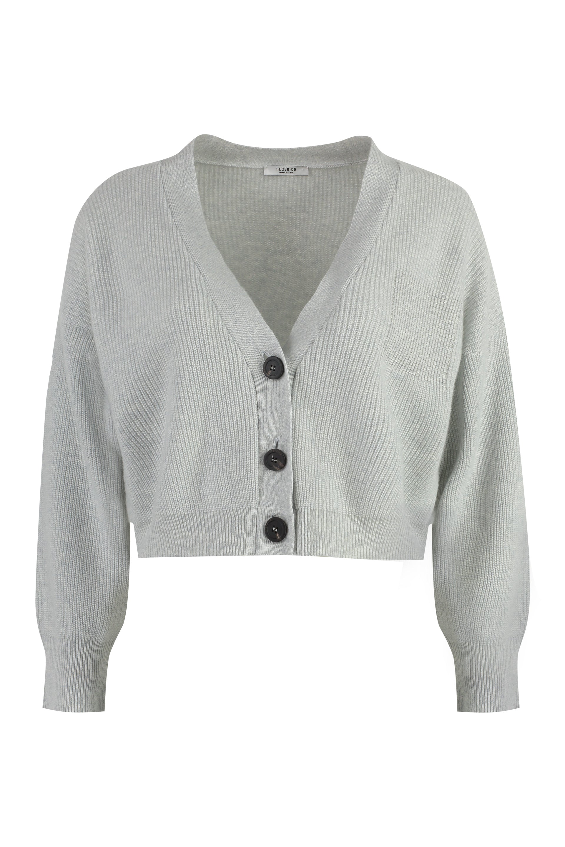 PESERICO Cropped Wool-Blend Cardigan with Embellished Details