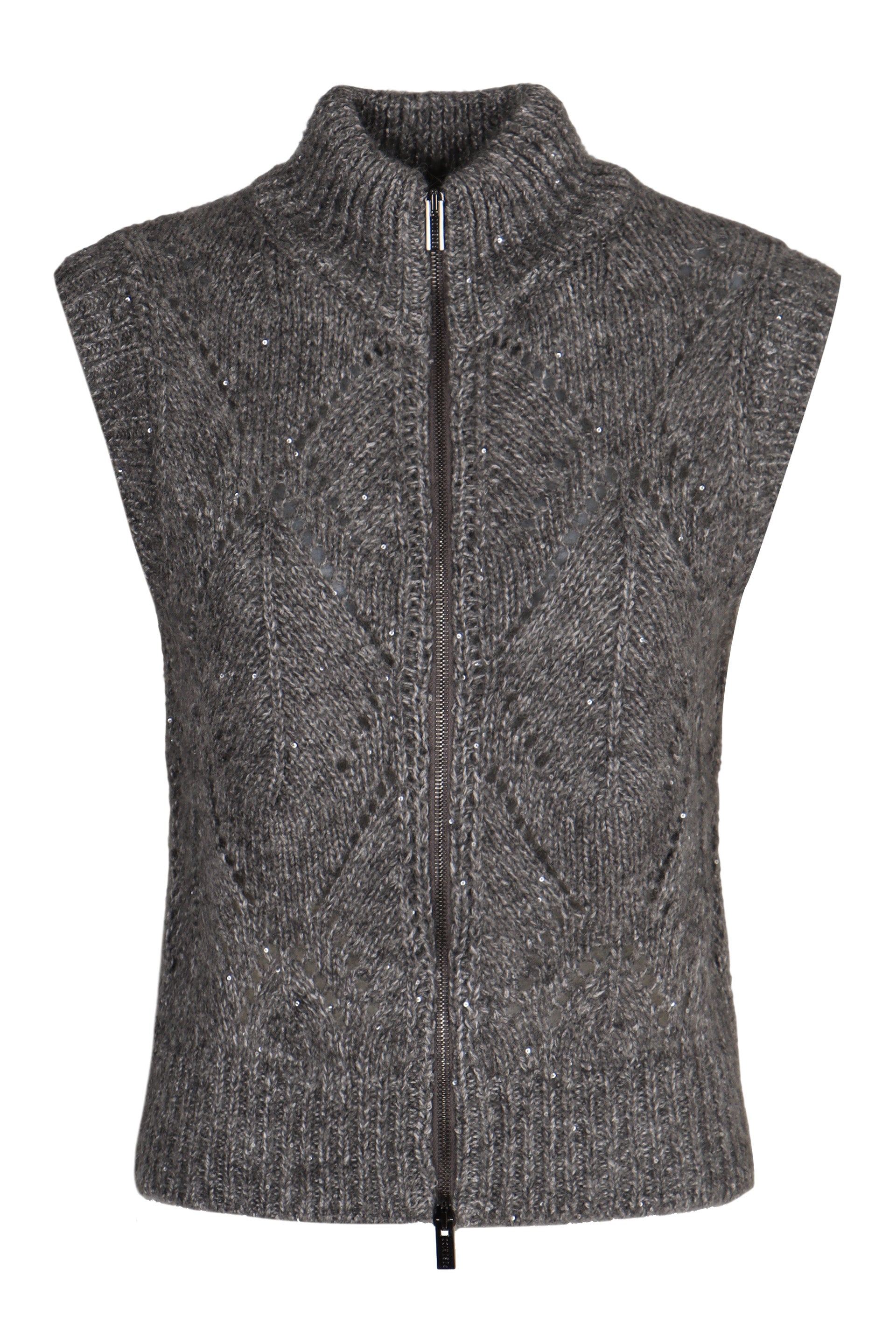 PESERICO Alpaca Blend Sleeveless Vest with Zipper