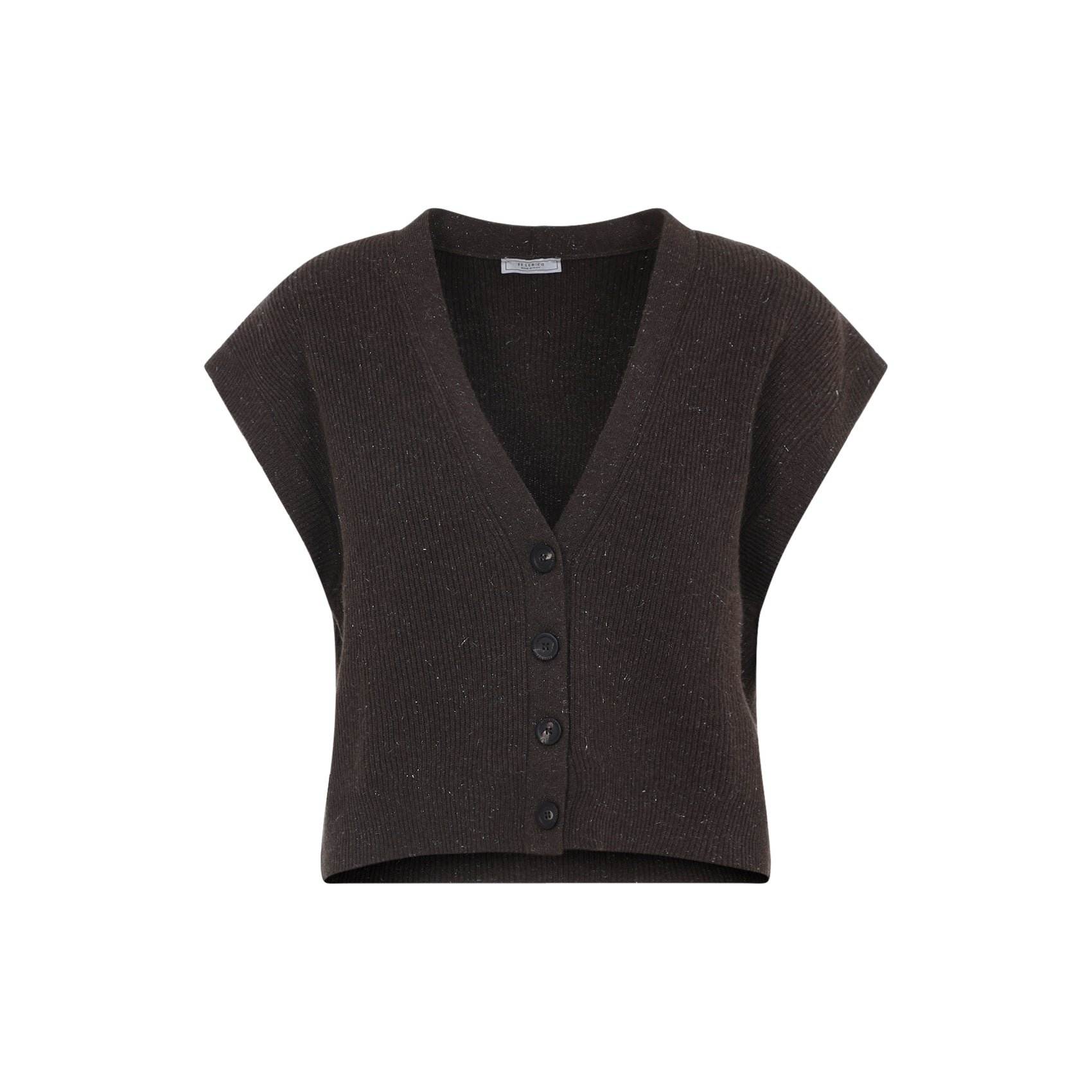 PESERICO Lurex Sleeveless Cardigan for Women - FW25 Collection