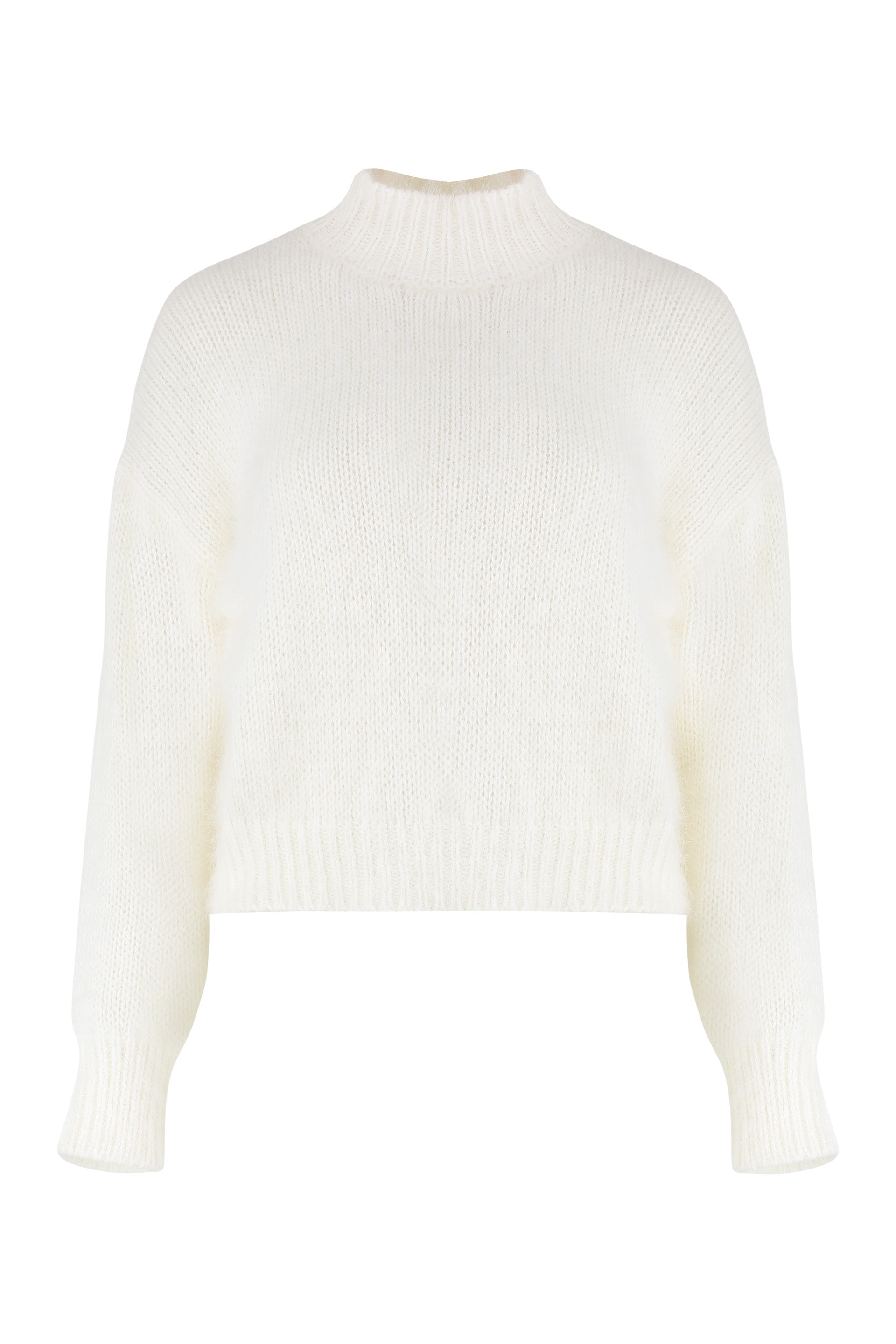 PESERICO Cut-Out Shoulder Detail Knit Crew-Neck Sweater