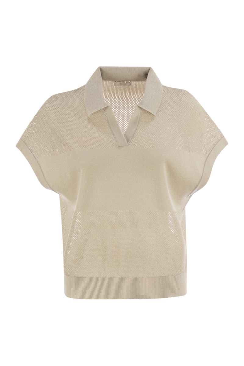 PESERICO Pure Cotton Crepe Polo Shirt with Buttonless Sail Collar