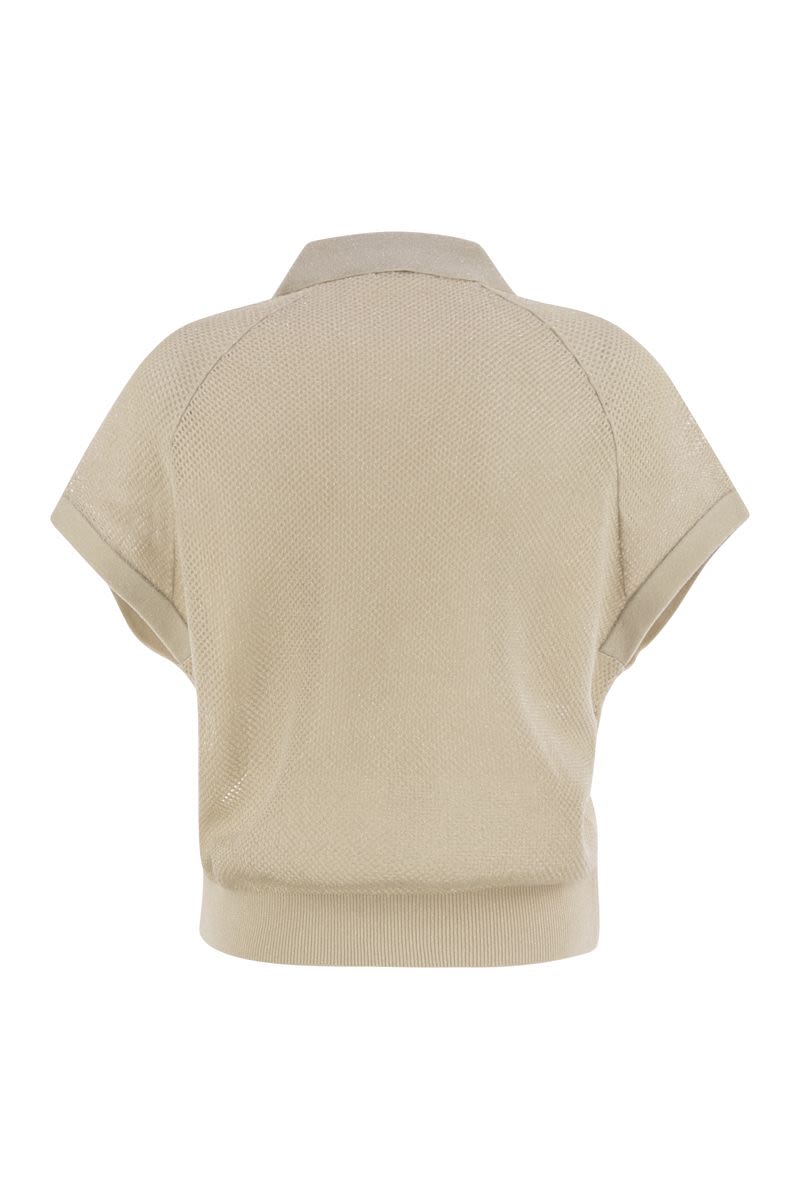 PESERICO Pure Cotton Crepe Polo Shirt with Buttonless Sail Collar