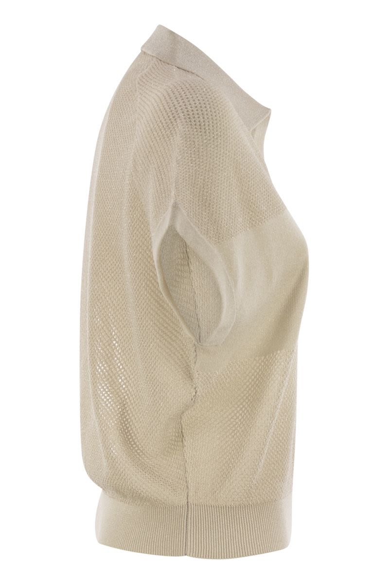 PESERICO Pure Cotton Crepe Polo Shirt with Buttonless Sail Collar