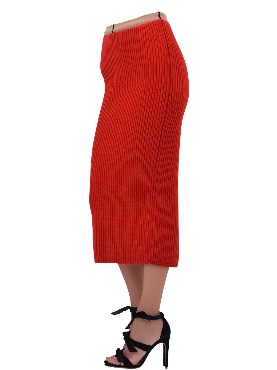 CALVIN KLEIN 205W39NYC Rib-Knit Midi Skirt with Back Slit