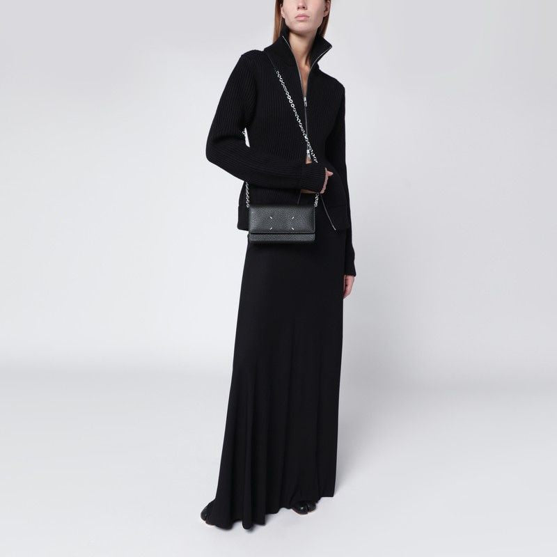 MAISON MARGIELA Mini Grained Leather Wallet with Chain