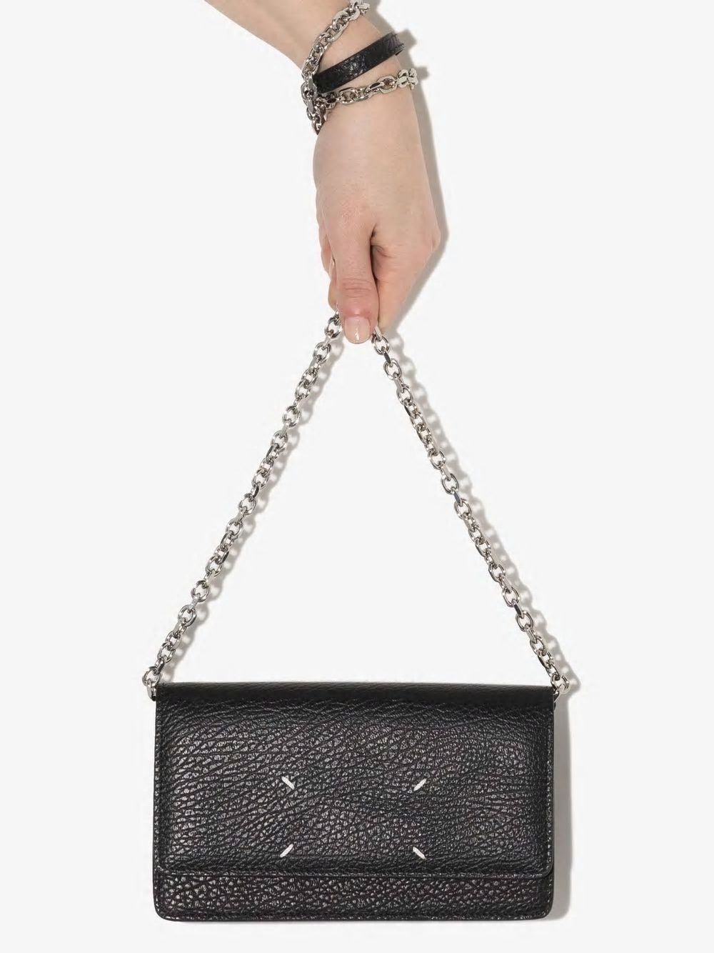 MAISON MARGIELA Elegant Leather Crossbody Handbag - Wallet on Chain Medium