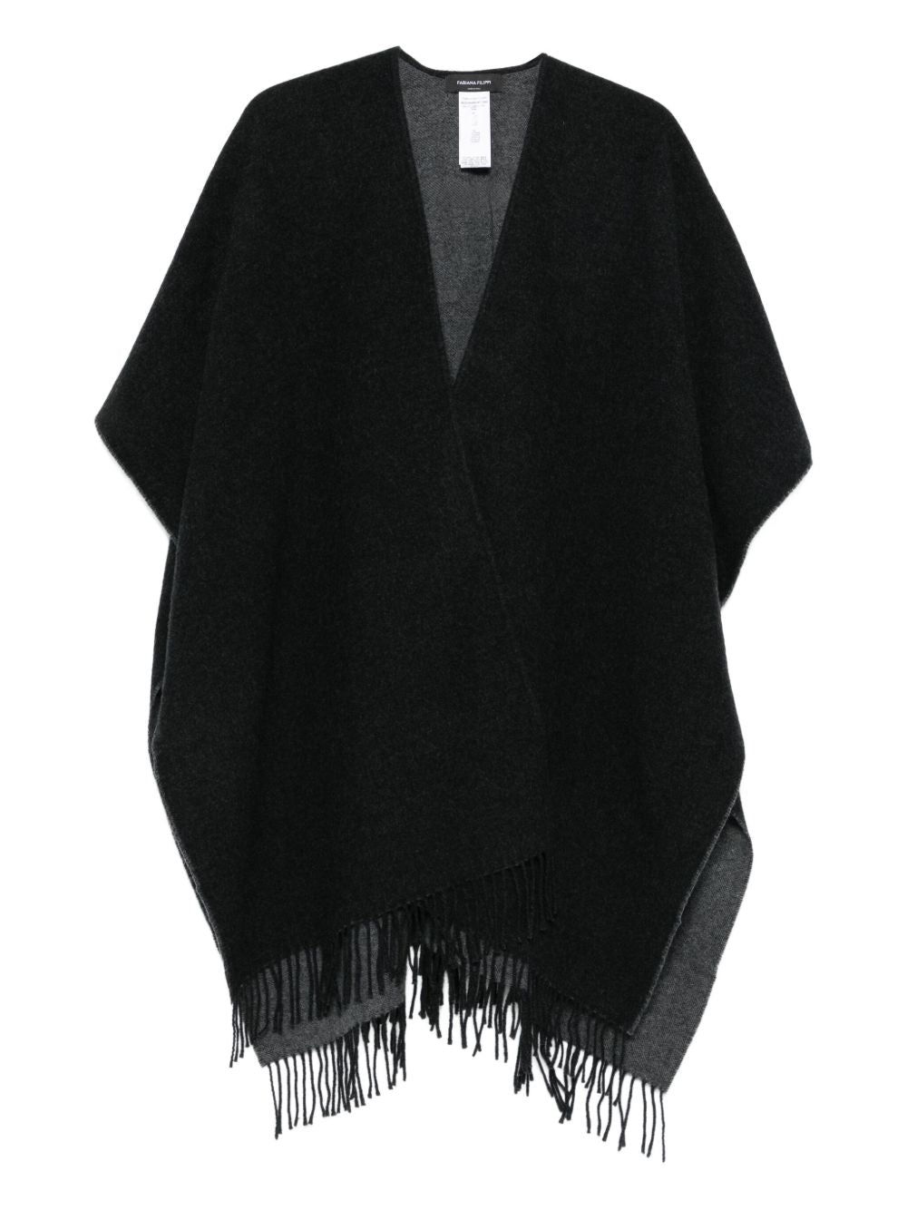 FABIANA FILIPPI Wool Poncho with Fringed Trim for Women