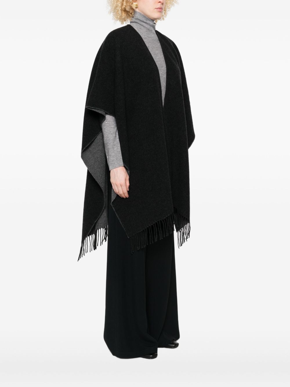 FABIANA FILIPPI Wool Poncho with Fringed Trim for Women