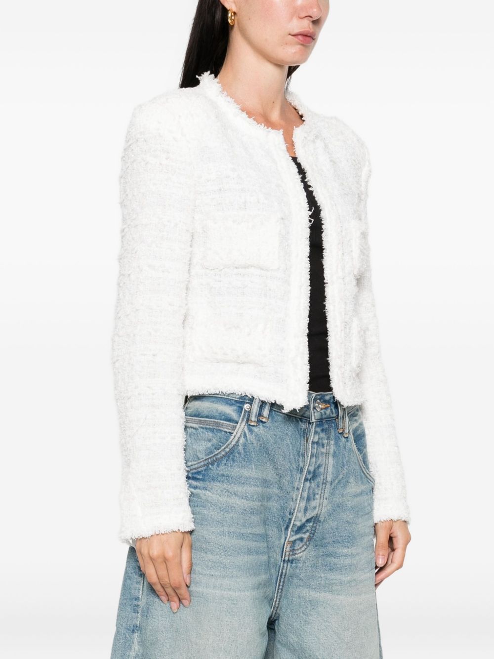 IRO Cotton Blend Jacket with Frayed Edges - Women’s Fall Outerwear