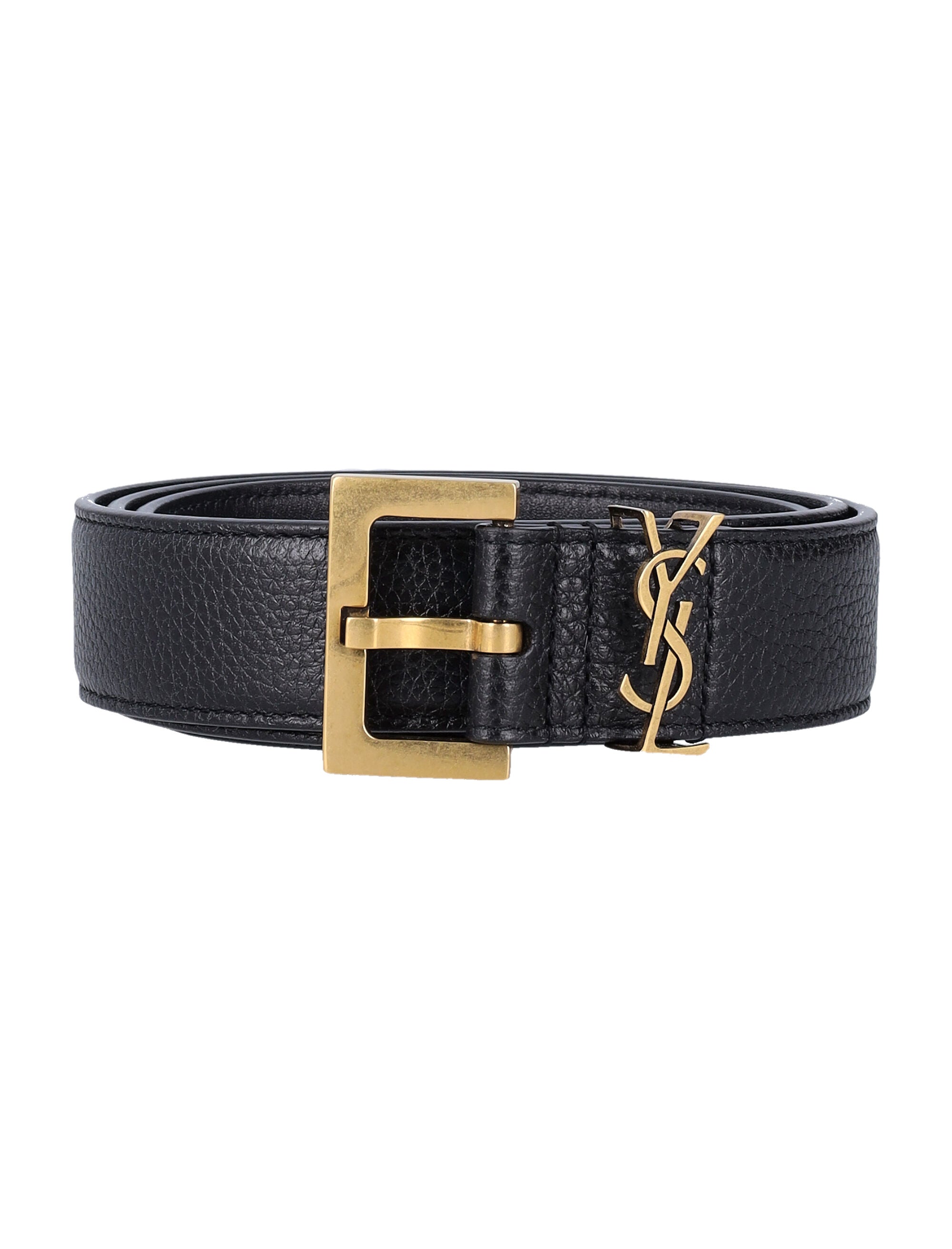 SAINT LAURENT PARIS Cassandra Belt with Square Logo Buckle