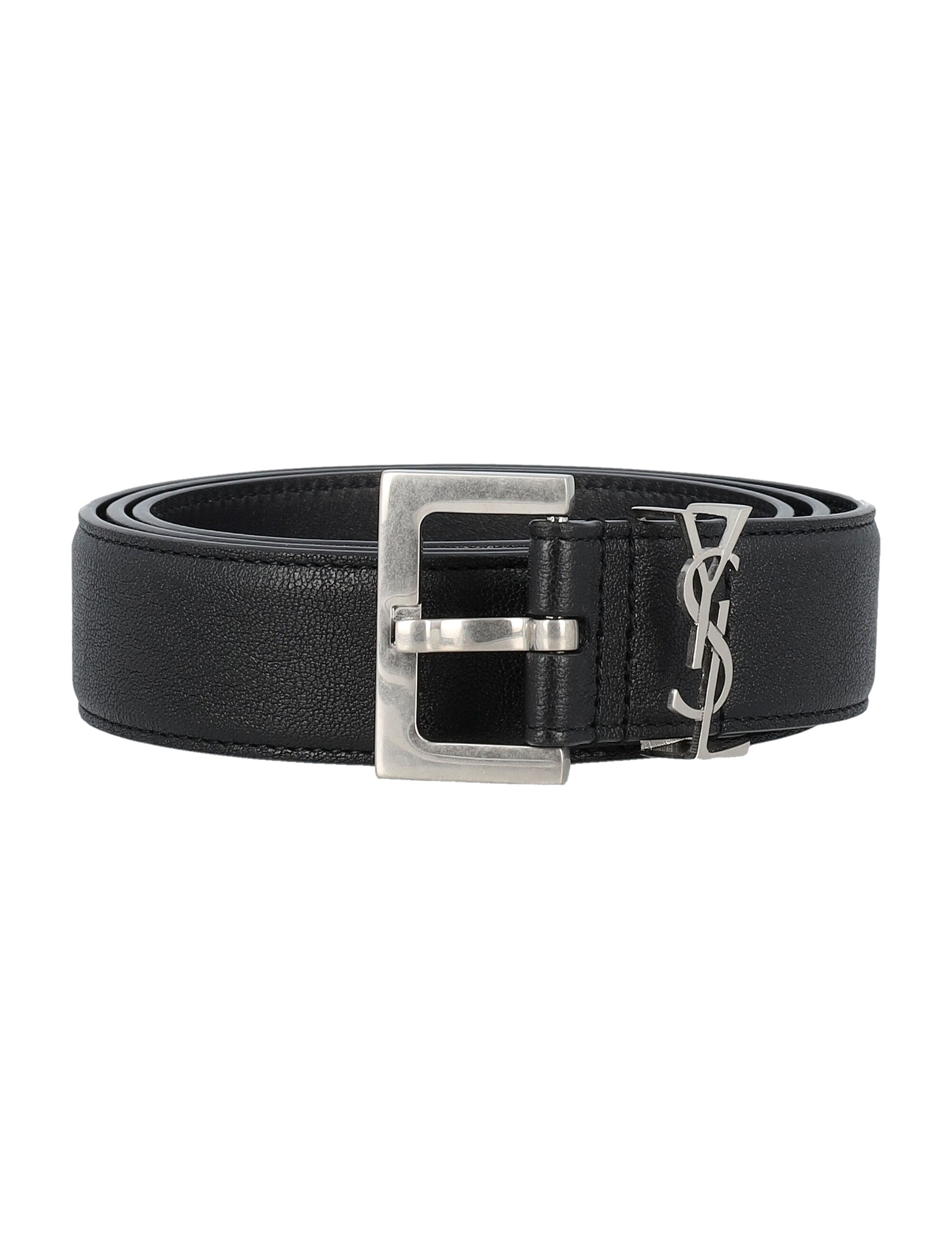 SAINT LAURENT PARIS Classic Cassandre Belt with Adjustable Buckle - 3cm Height