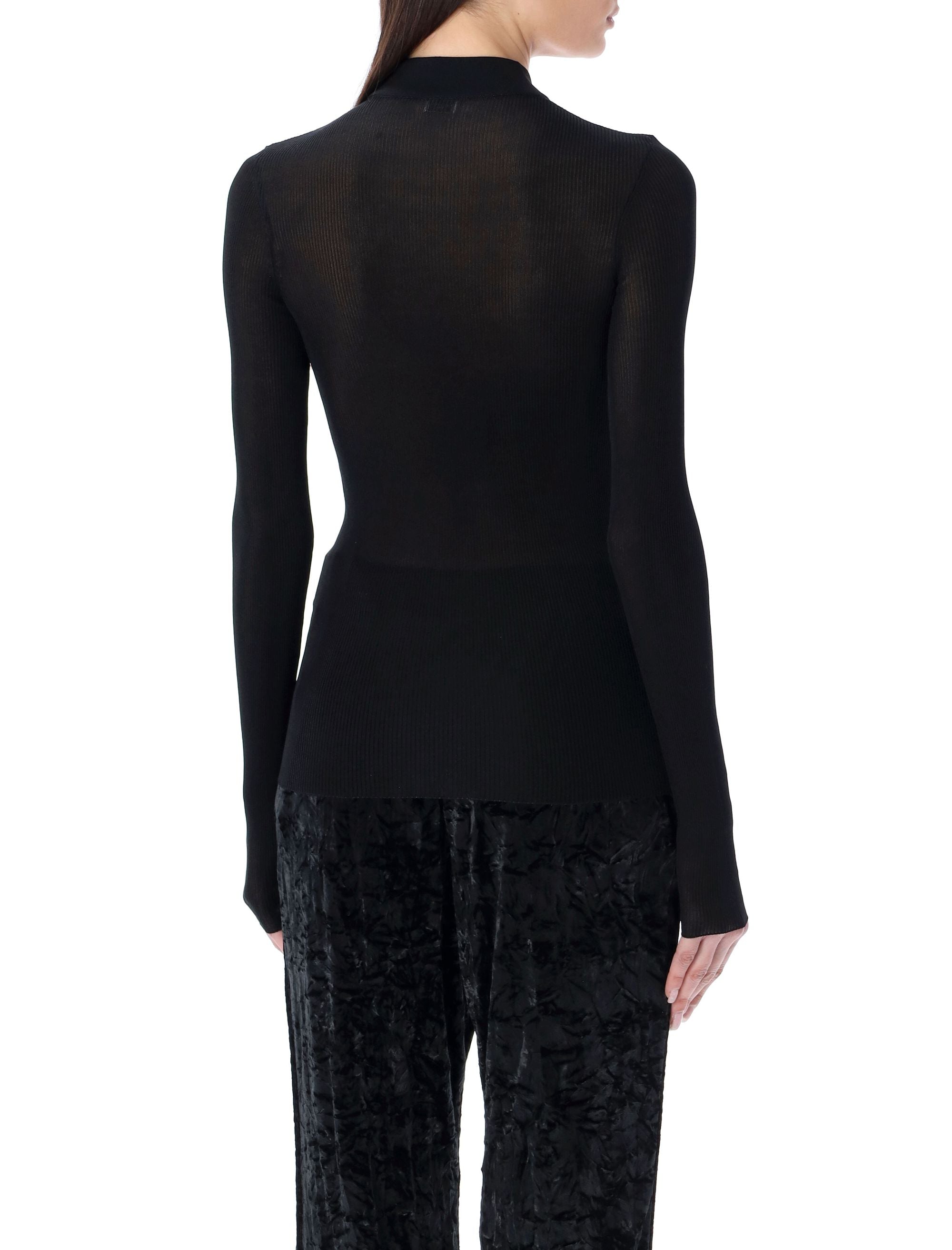 SAINT LAURENT PARIS Cassandre Ribbed Mock Neck Sweater for Women