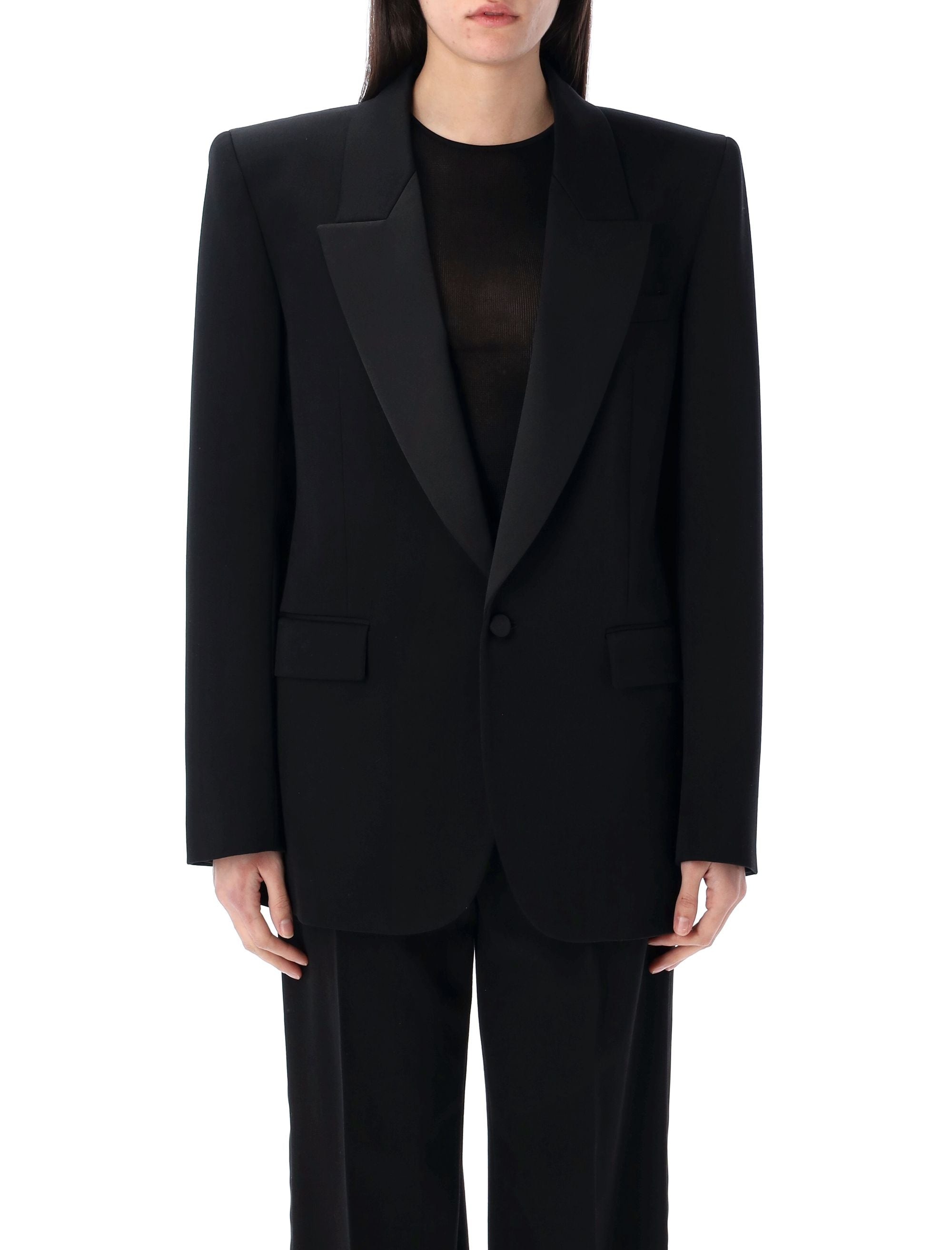 SAINT LAURENT PARIS Grain Of Poudre Tuxedo Jacket for Women