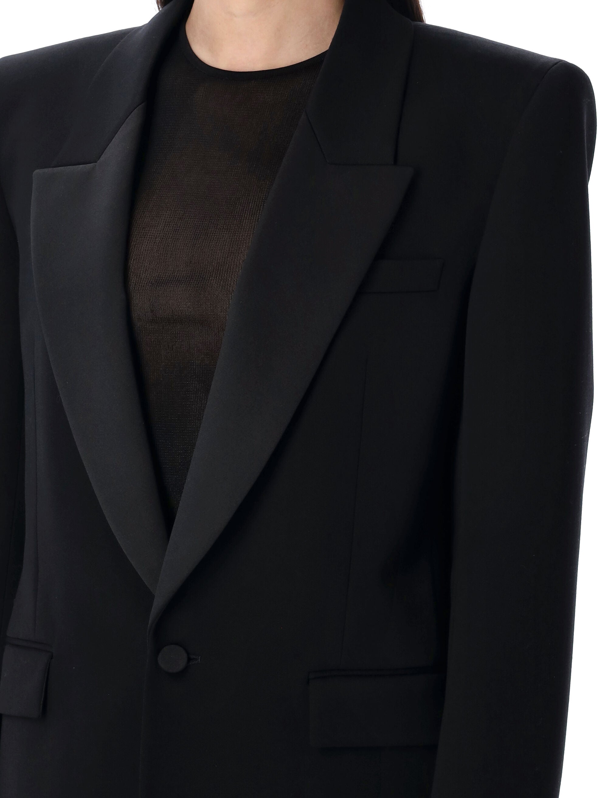 SAINT LAURENT PARIS Grain Of Poudre Tuxedo Jacket for Women