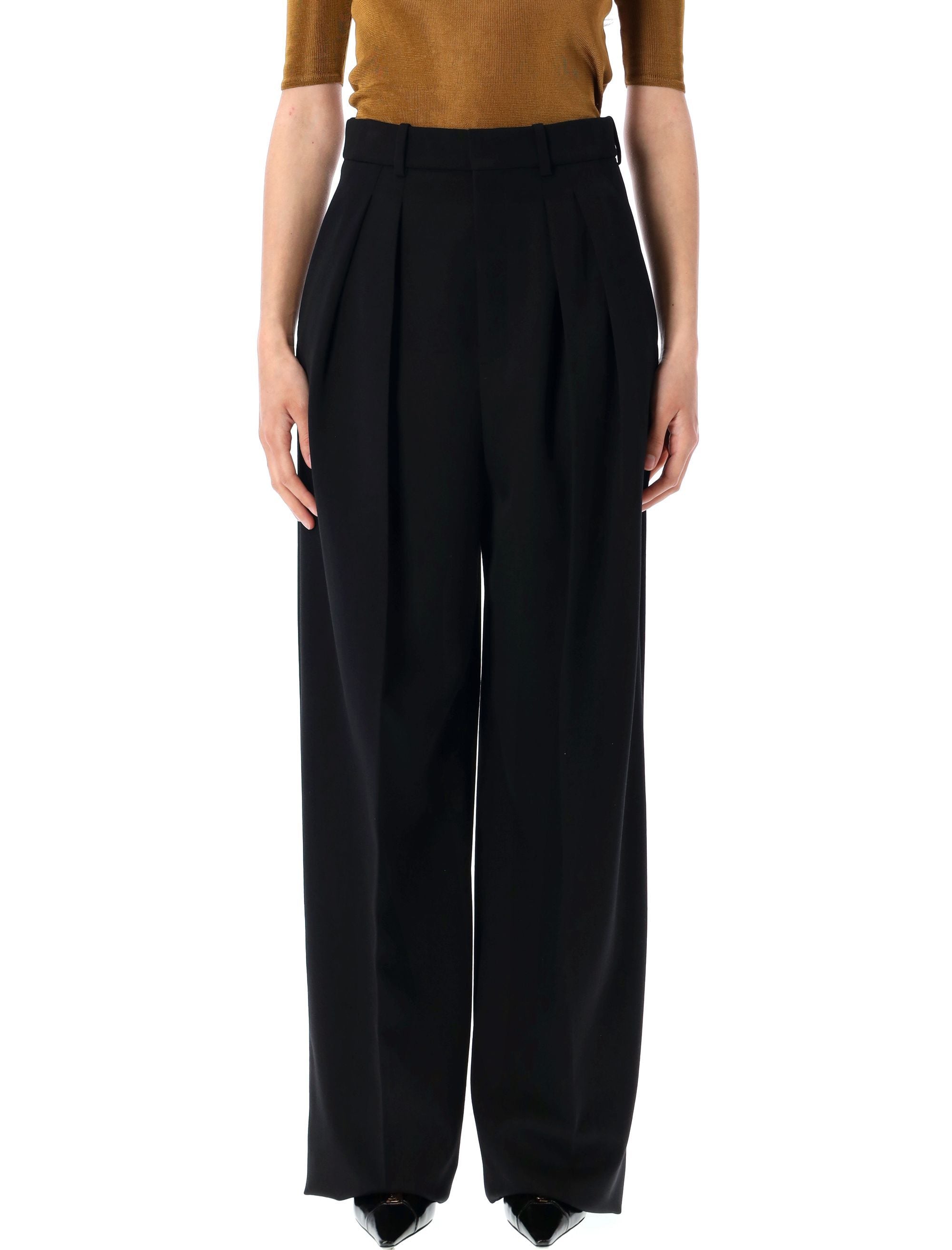 SAINT LAURENT PARIS Grain of Poudre Wide-Leg Pants - Size 36