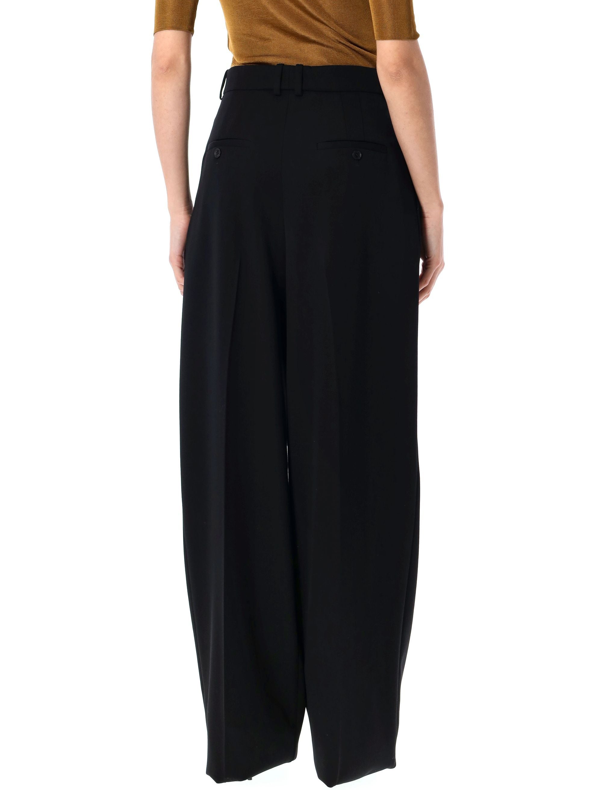 SAINT LAURENT PARIS Grain of Poudre Wide-Leg Pants - Size 36