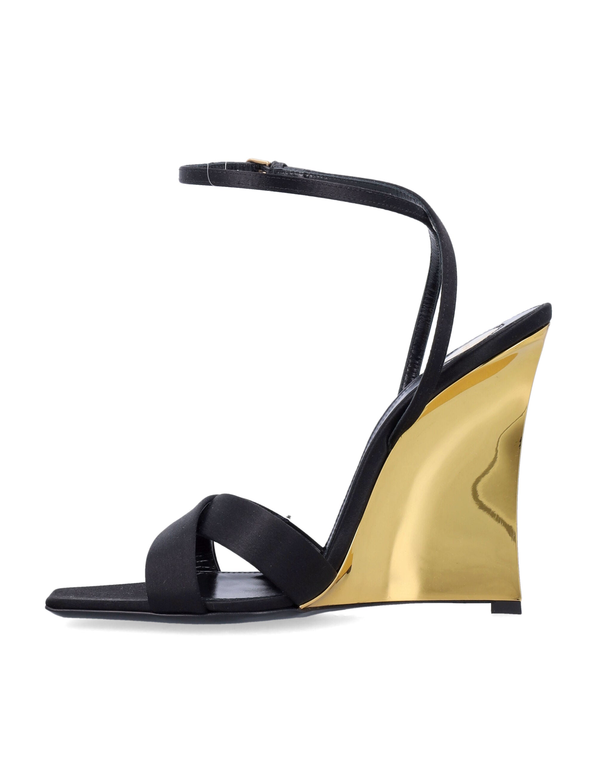 SAINT LAURENT PARIS Lucienne Square Toe Sandal Wedges - 11 cm Height