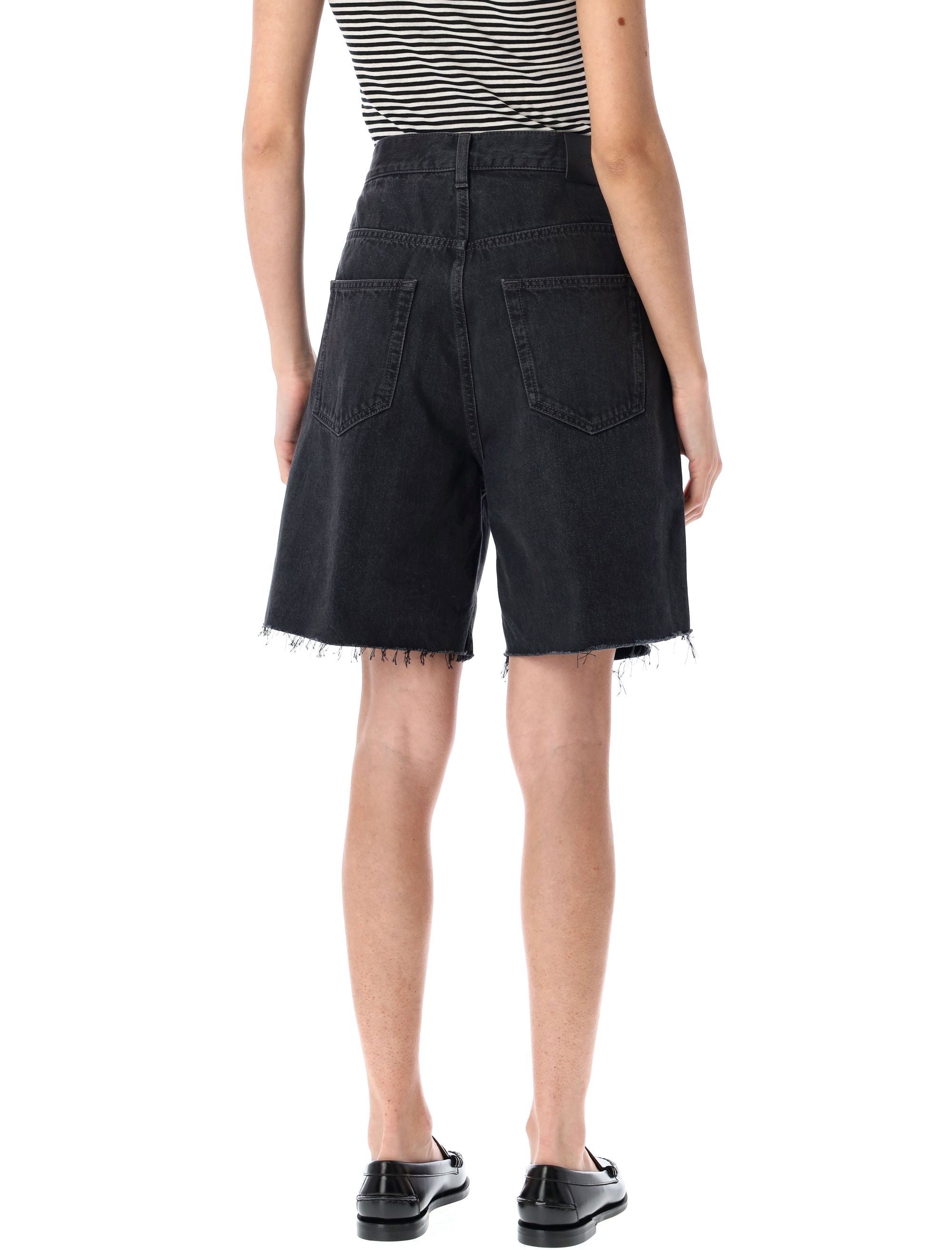 SAINT LAURENT PARIS High-Waisted Bermuda Denim Shorts - Size 26