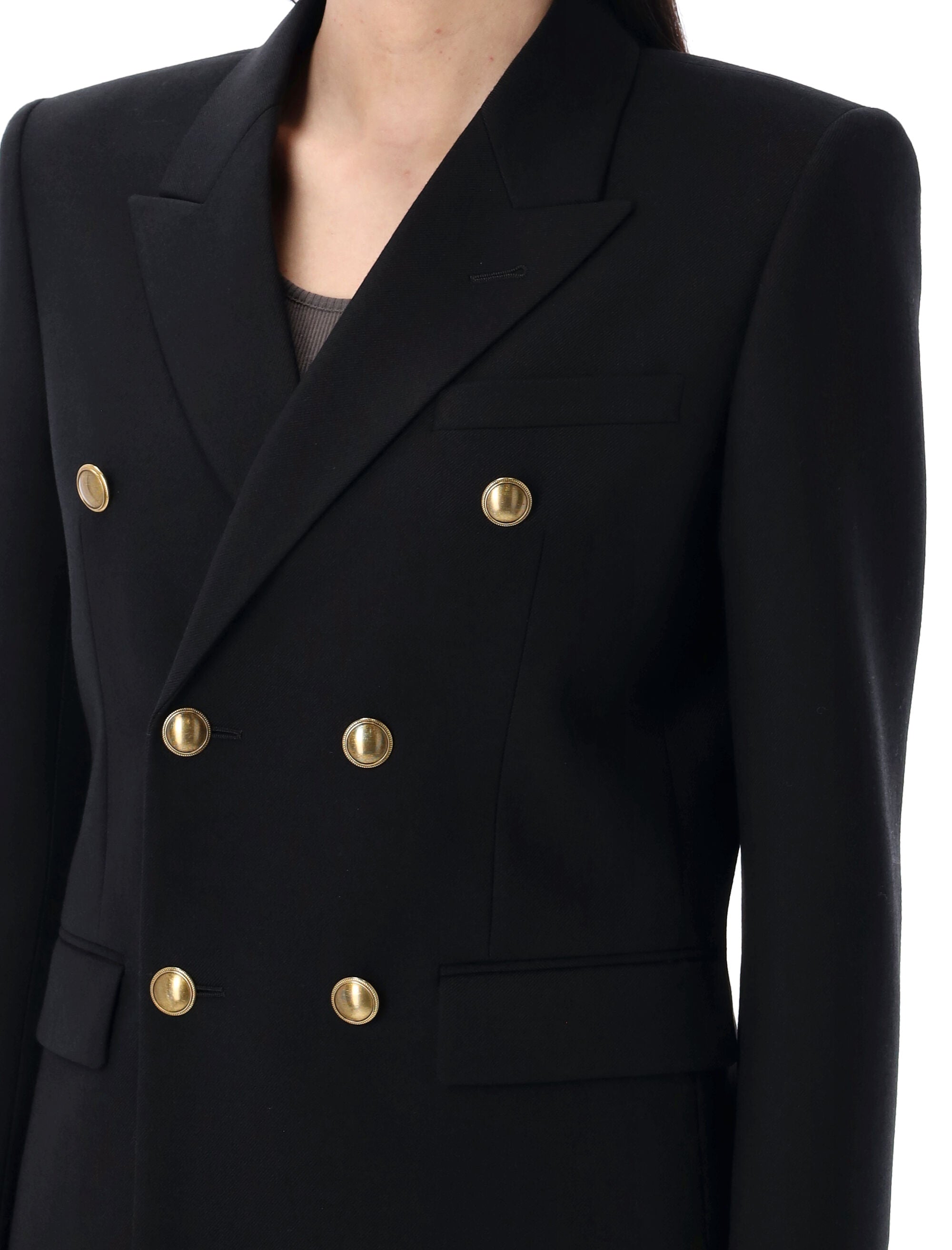 SAINT LAURENT PARIS Double-Breasted Wool Gabardine Jacket