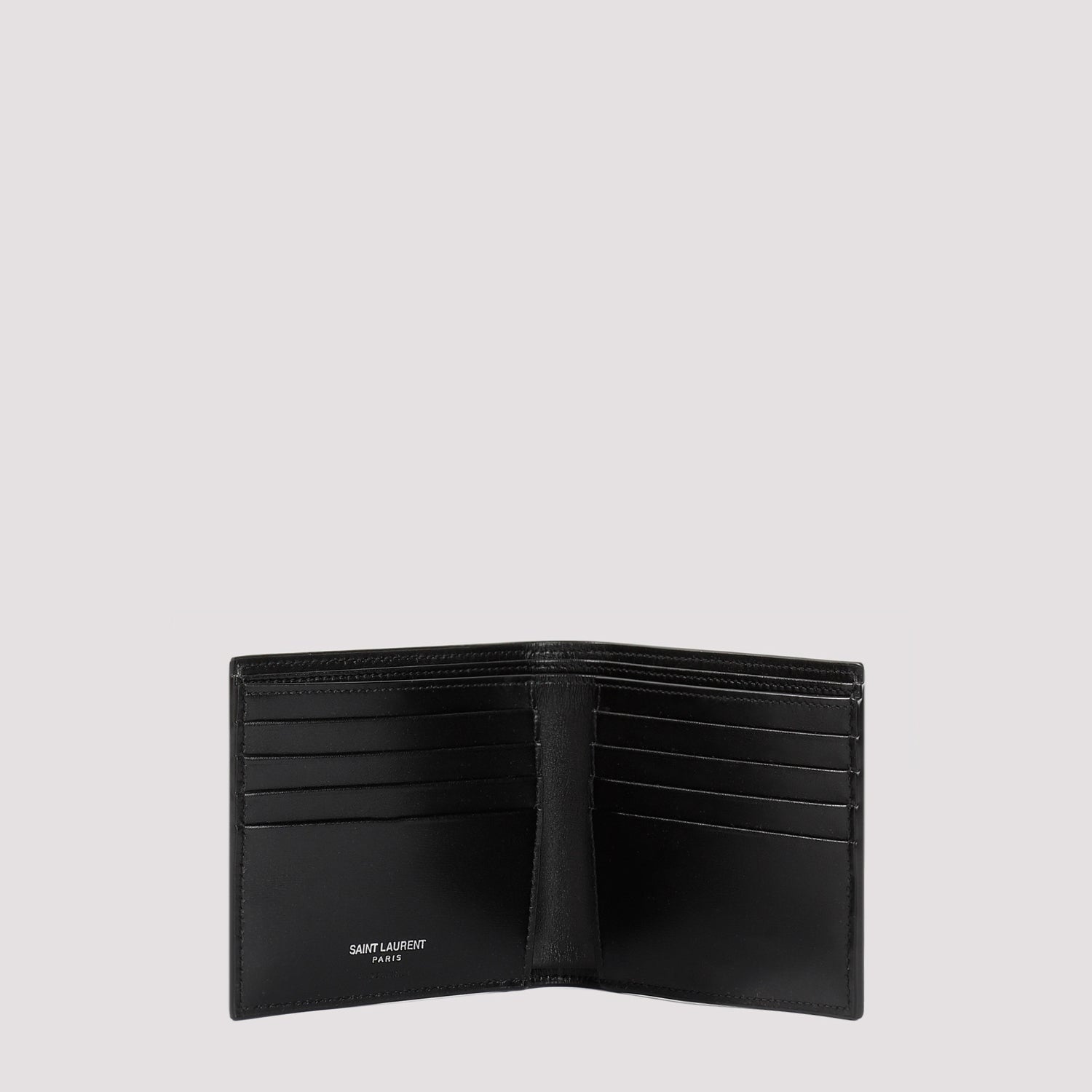 SAINT LAURENT Mini Leather Credit Card Holder with Bill Compartment