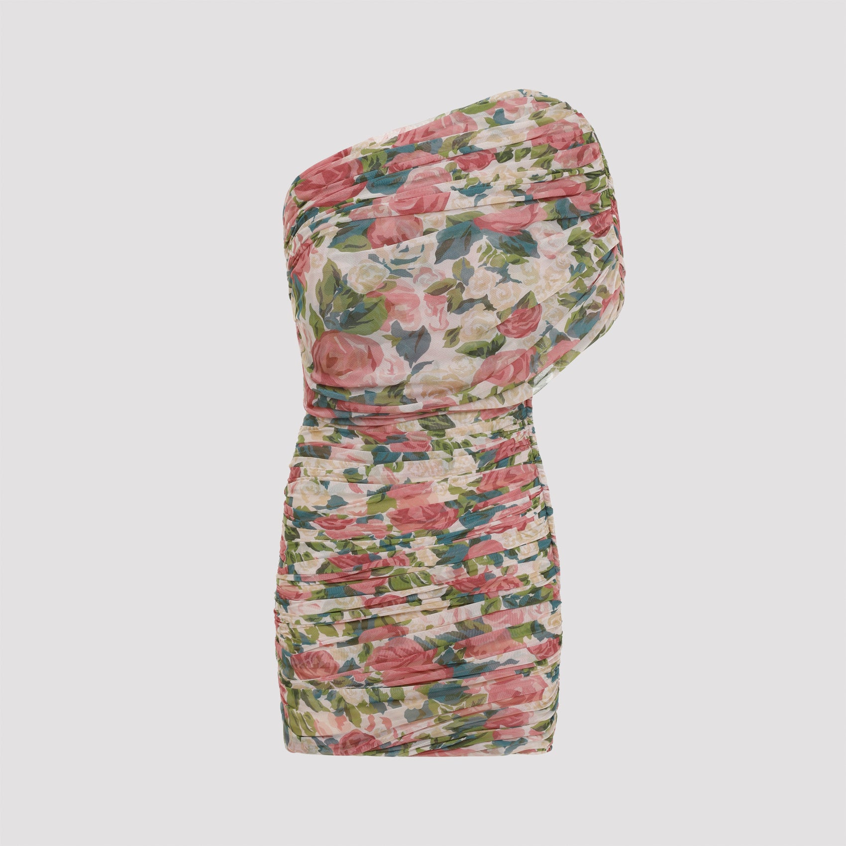 SAINT LAURENT Vibrant Mini Dress with Asymmetrical Neckline