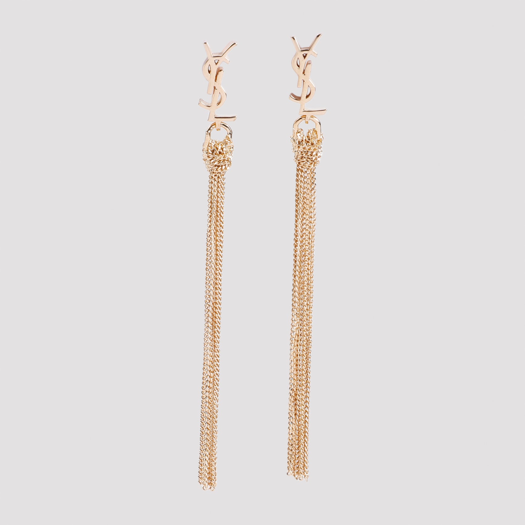 SAINT LAURENT Stunning Metallic Brass Earrings