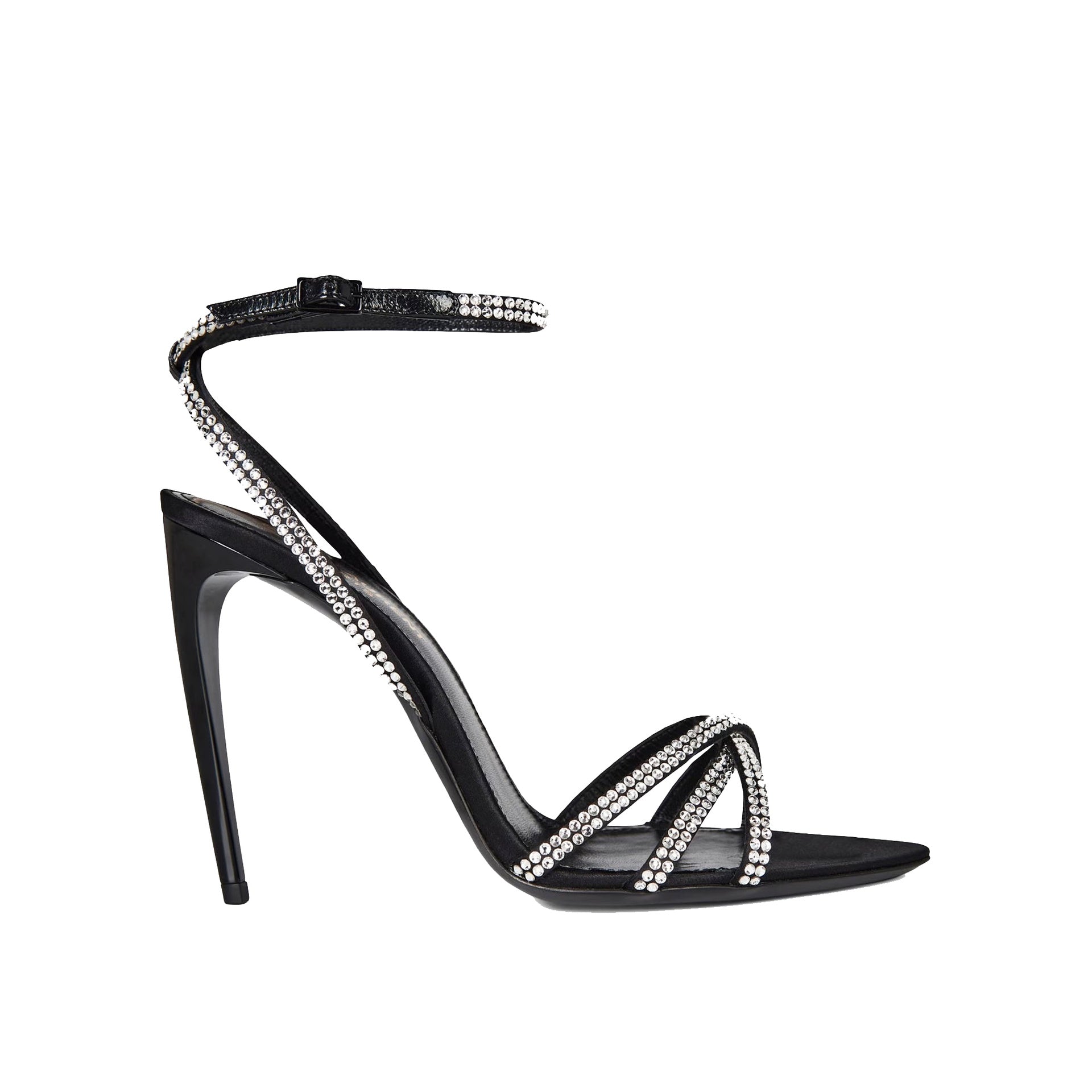 SAINT LAURENT Elegant Mini Ankle Sandals with Rhinestone Straps