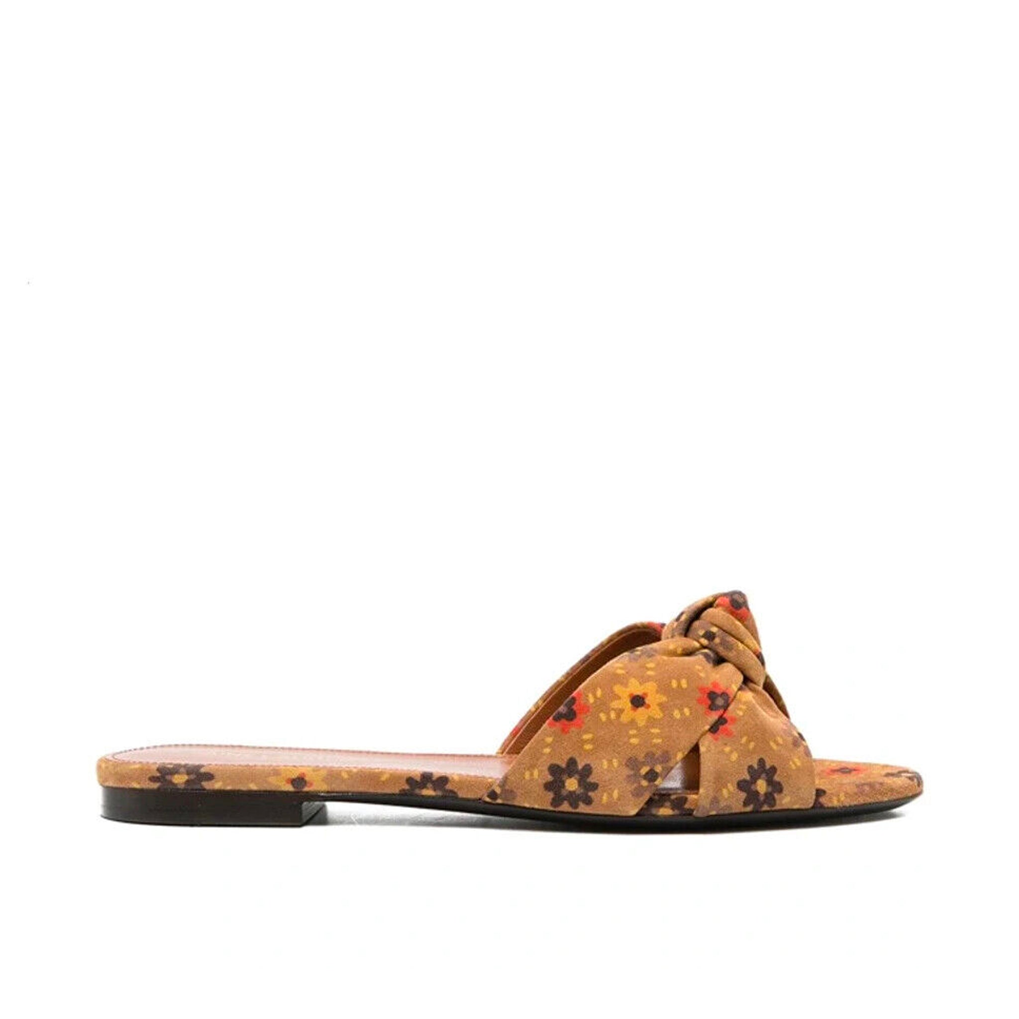 SAINT LAURENT Bianca Knotted Suede Slide Sandals for Women