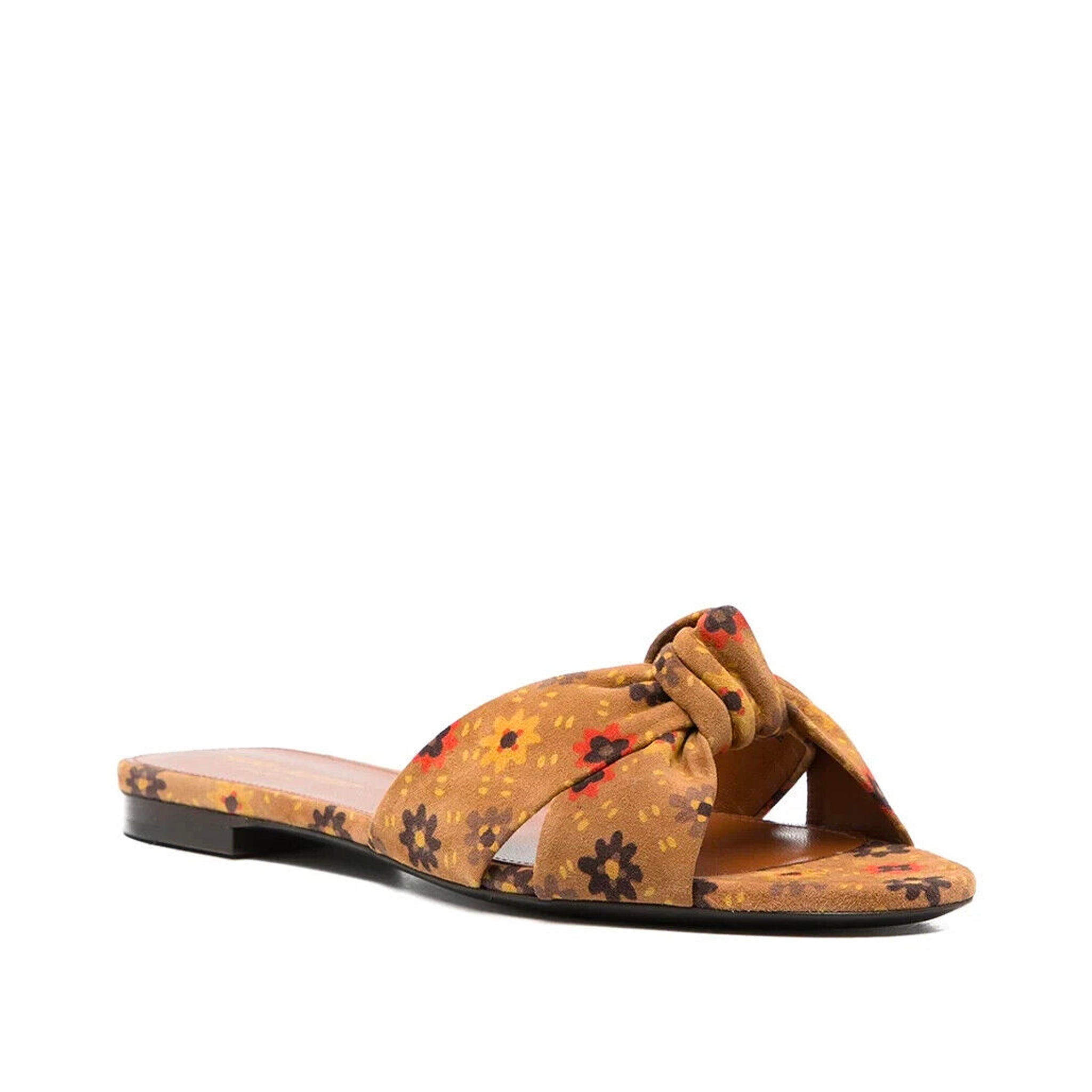 SAINT LAURENT Bianca Knotted Suede Slide Sandals for Women
