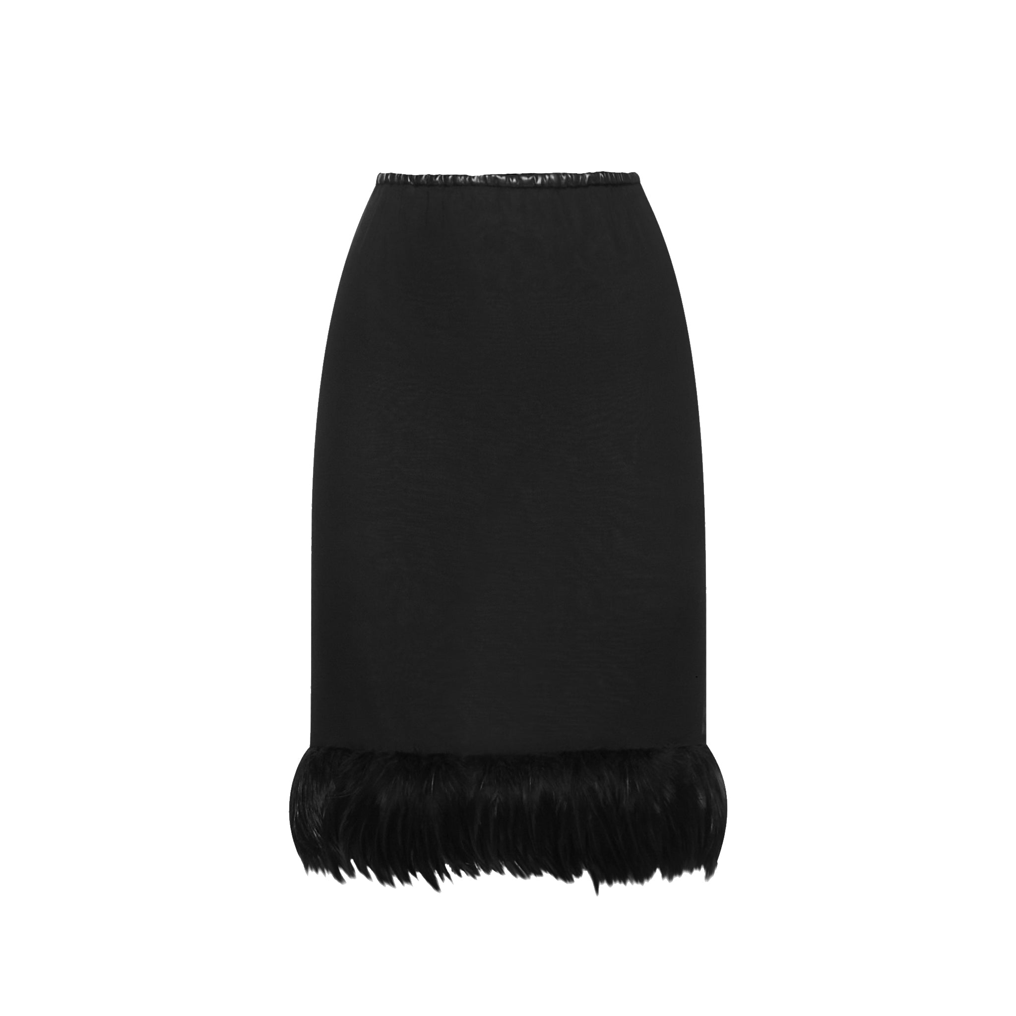 SAINT LAURENT Feathers Trim Silk Mini Skirt