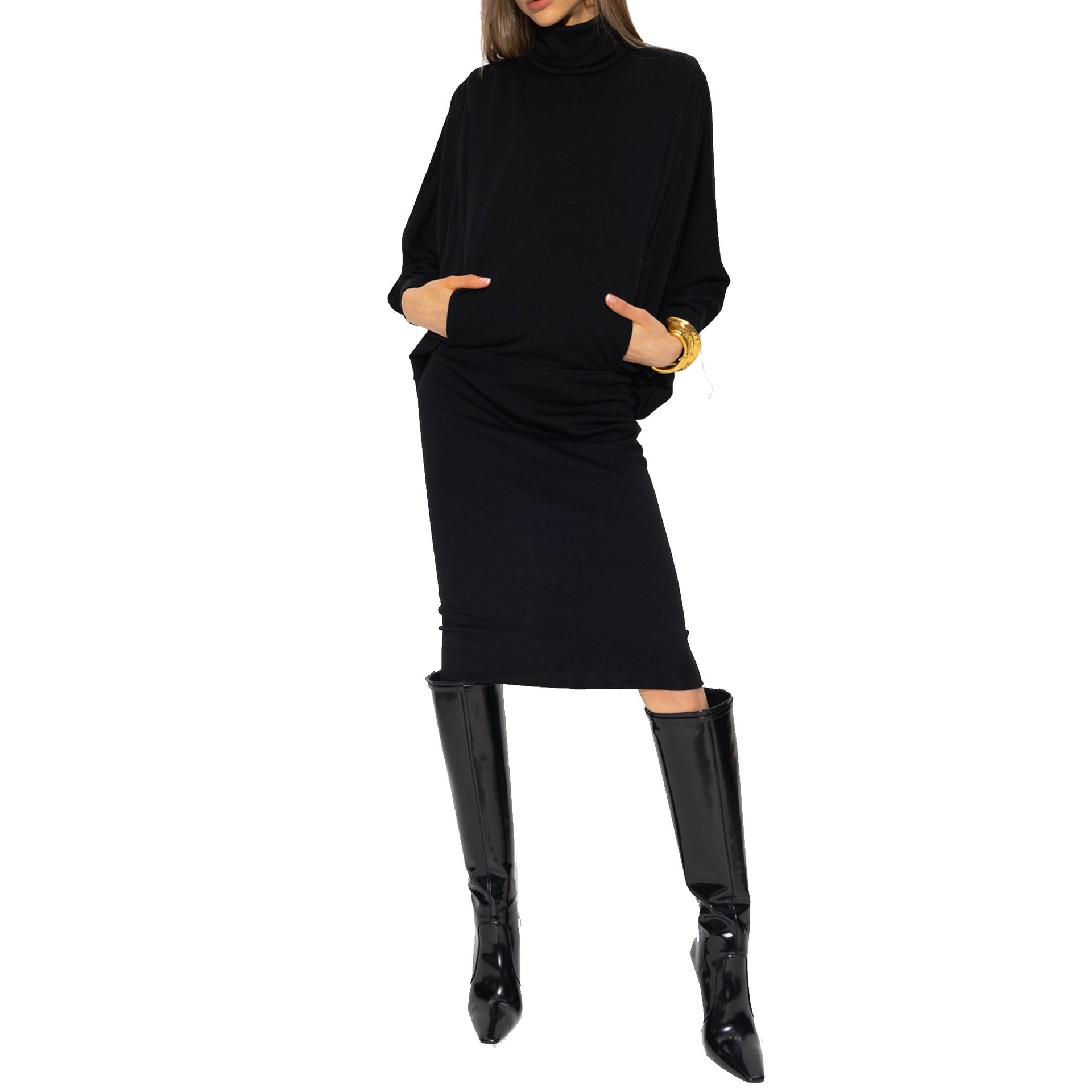 SAINT LAURENT Wool Dress with Stand-Up Collar for Women - Fall/Winter Collection