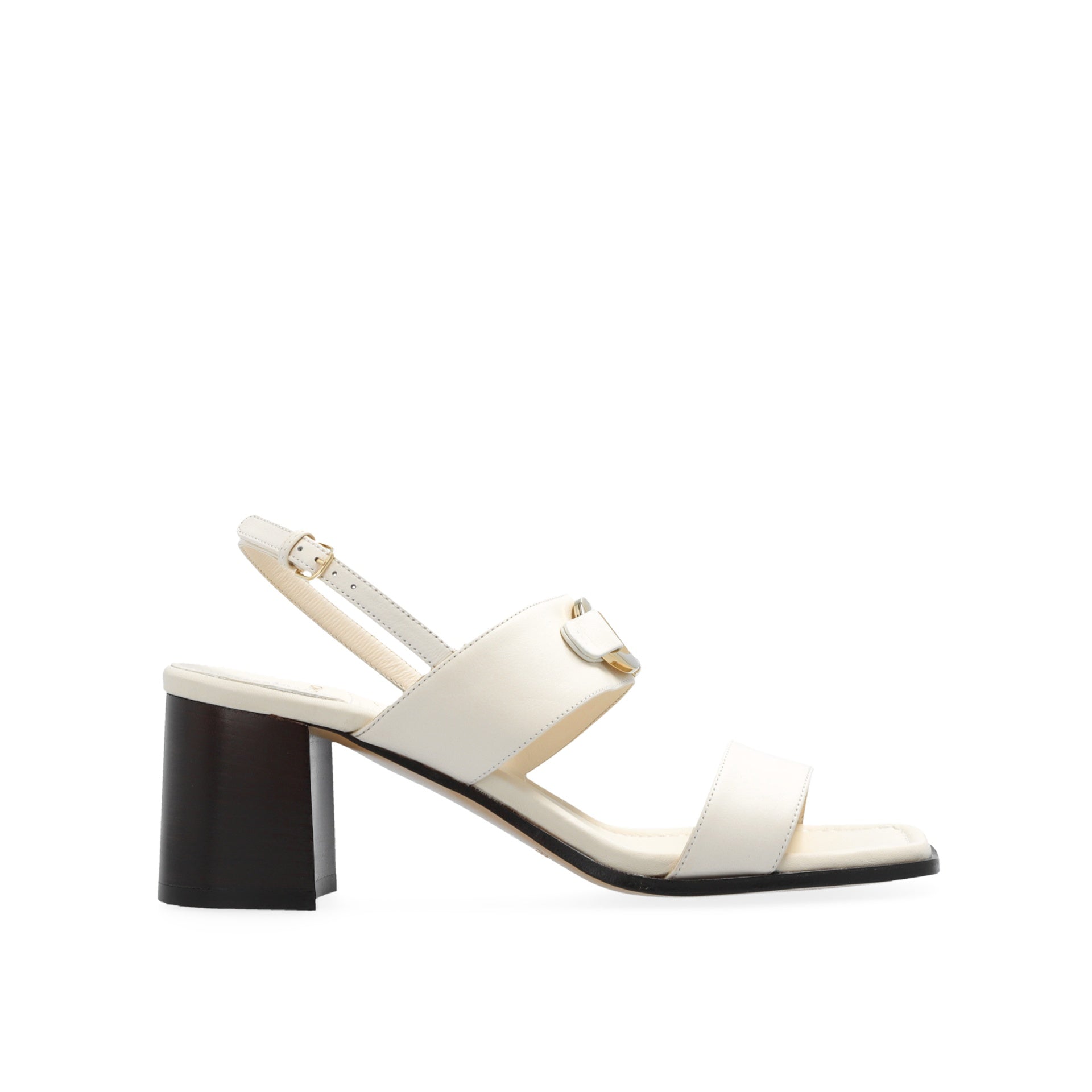 Ferragamo Lou Leather Sandals with Square Toe and 7 cm Heel