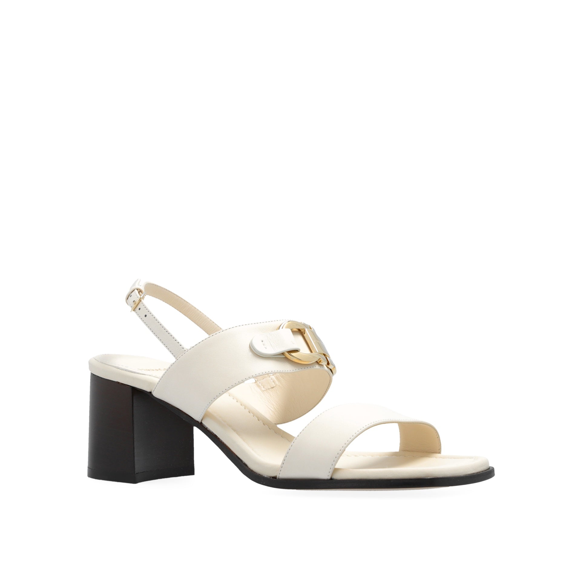 Ferragamo Lou Leather Sandals with Square Toe and 7 cm Heel