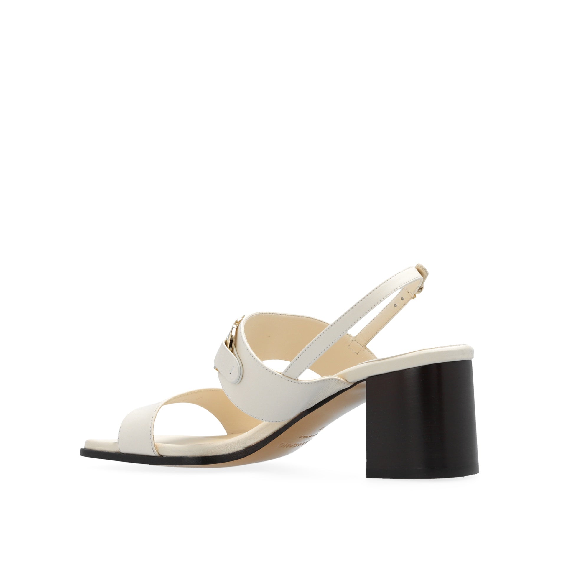 Ferragamo Lou Leather Sandals with Square Toe and 7 cm Heel