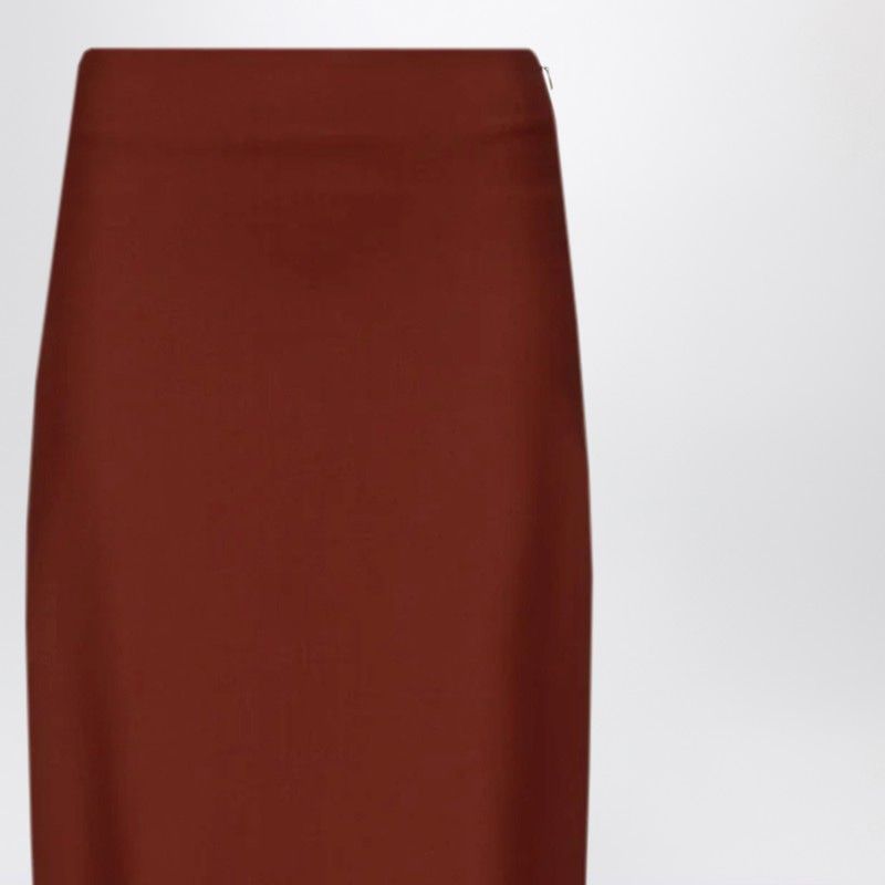 LOULOU DE SAISON High Waist Wool Pencil Skirt with Side Zip and Rear Slit