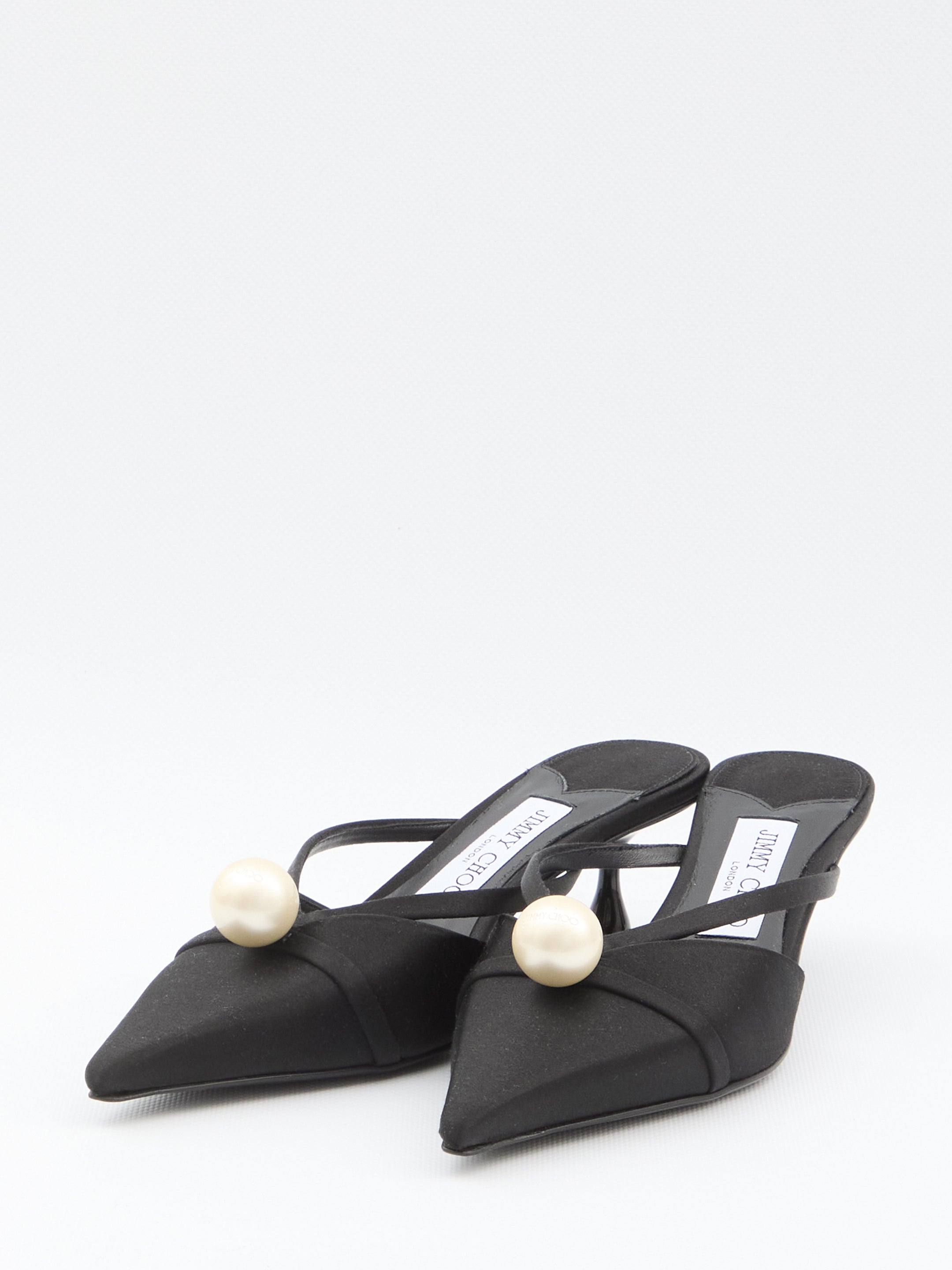 JIMMY CHOO Pointed Toe Flat 50 with Pearl Embellishments