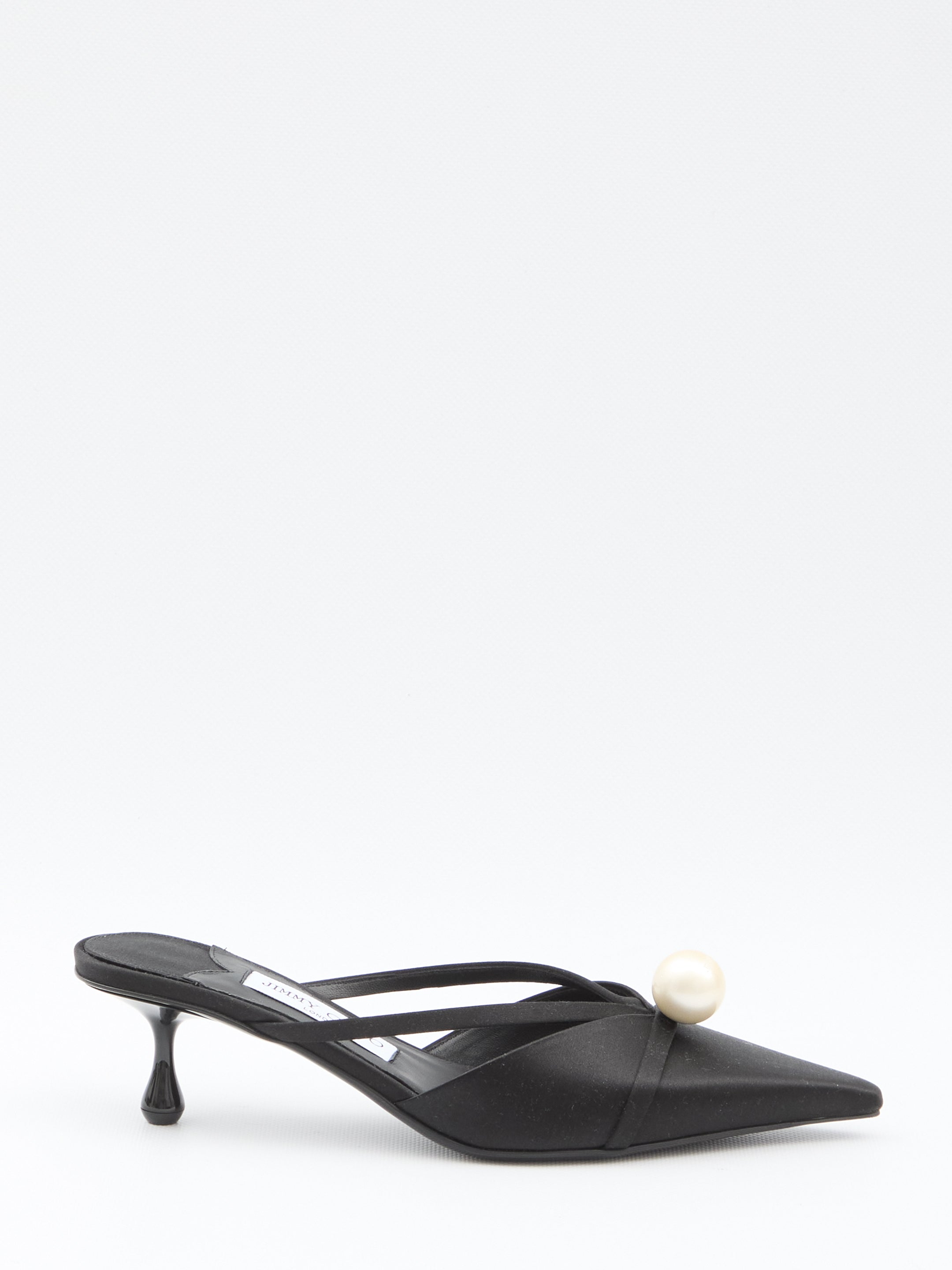 JIMMY CHOO Leather Flat with Pointed Toe and Pearl Details