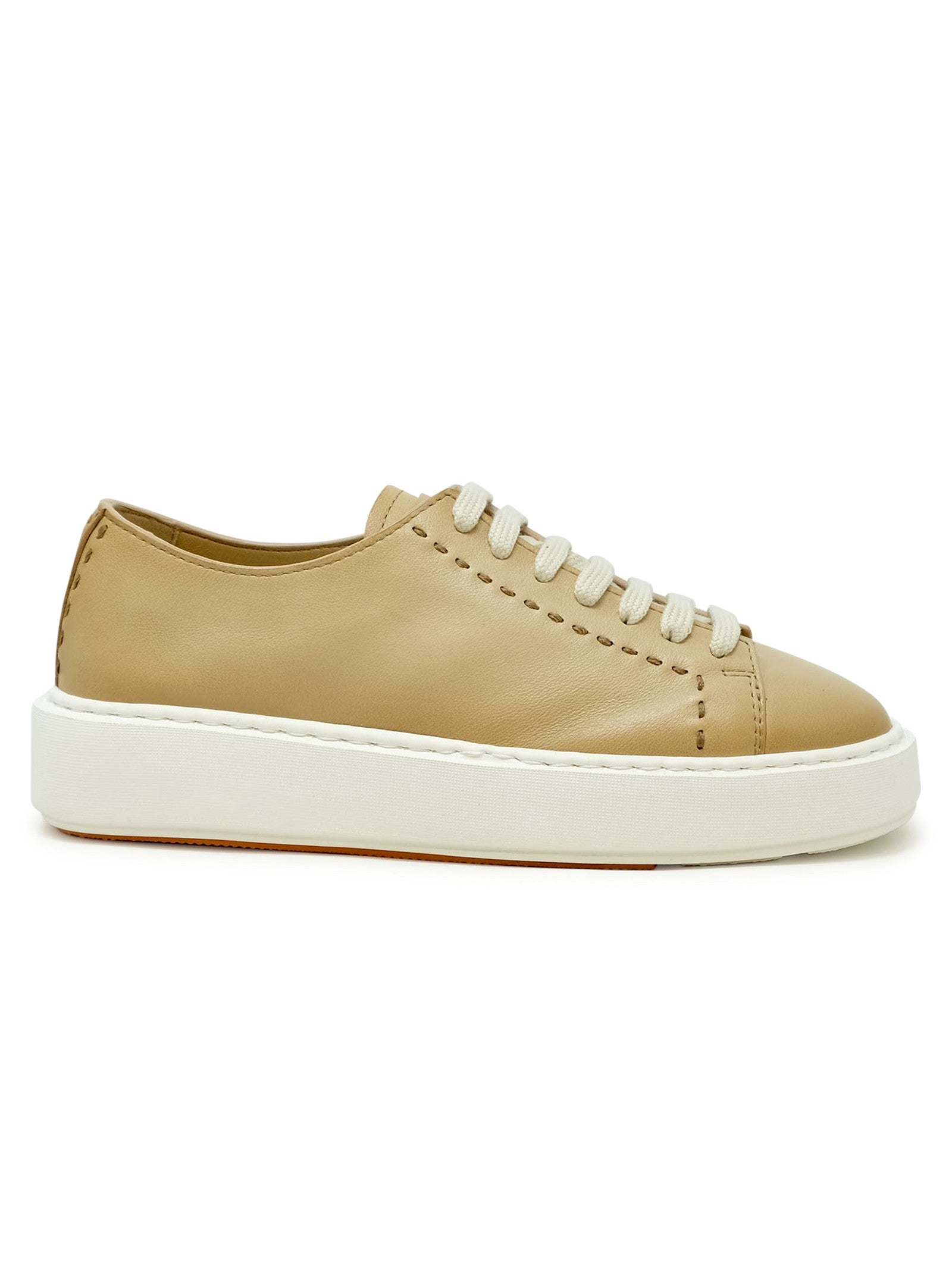 SANTONI Brown Leather Sneakers for Women - Seasonal Style