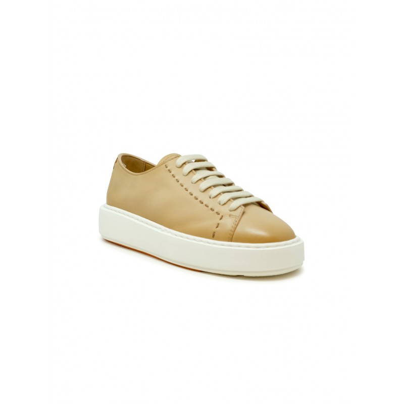 SANTONI Brown Leather Sneakers for Women - Seasonal Style